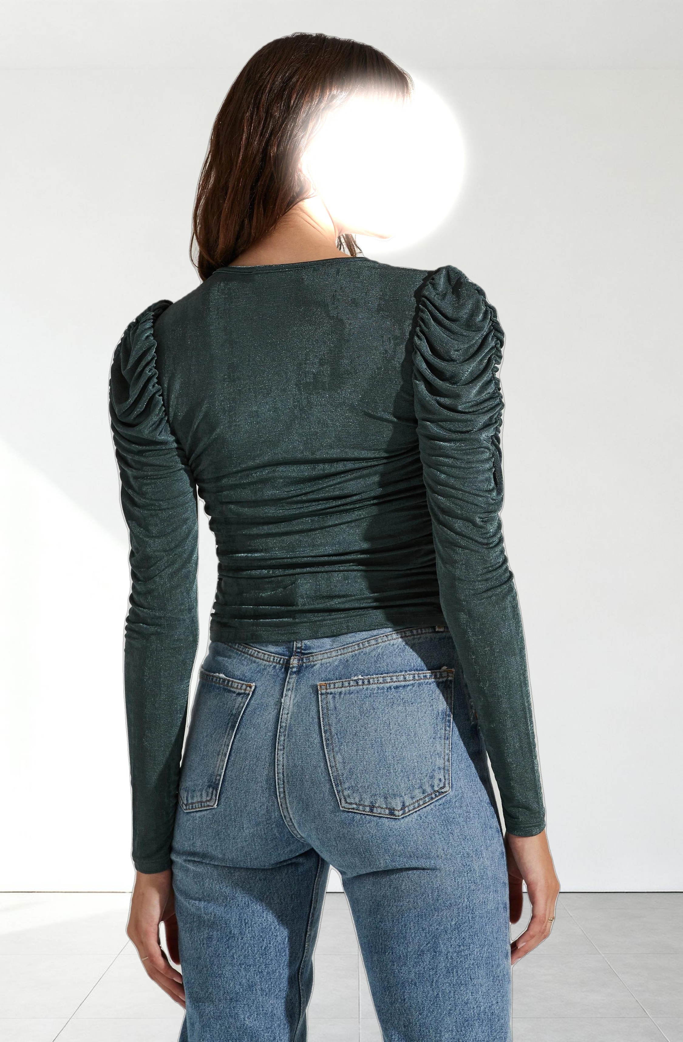 Ruched Front Long Sleeve Top