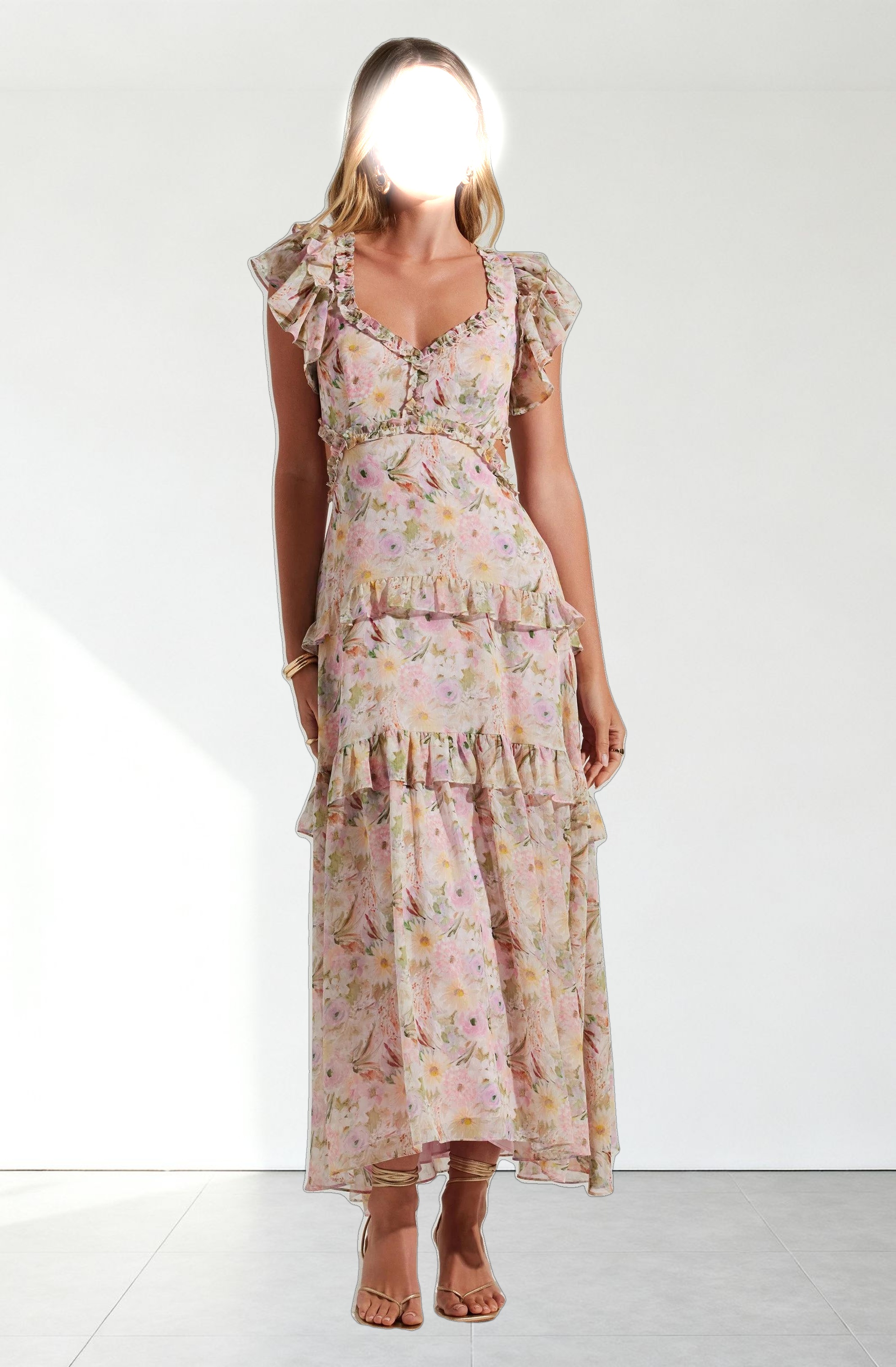 Mable Floral Tiered Ruffle Maxi Dress