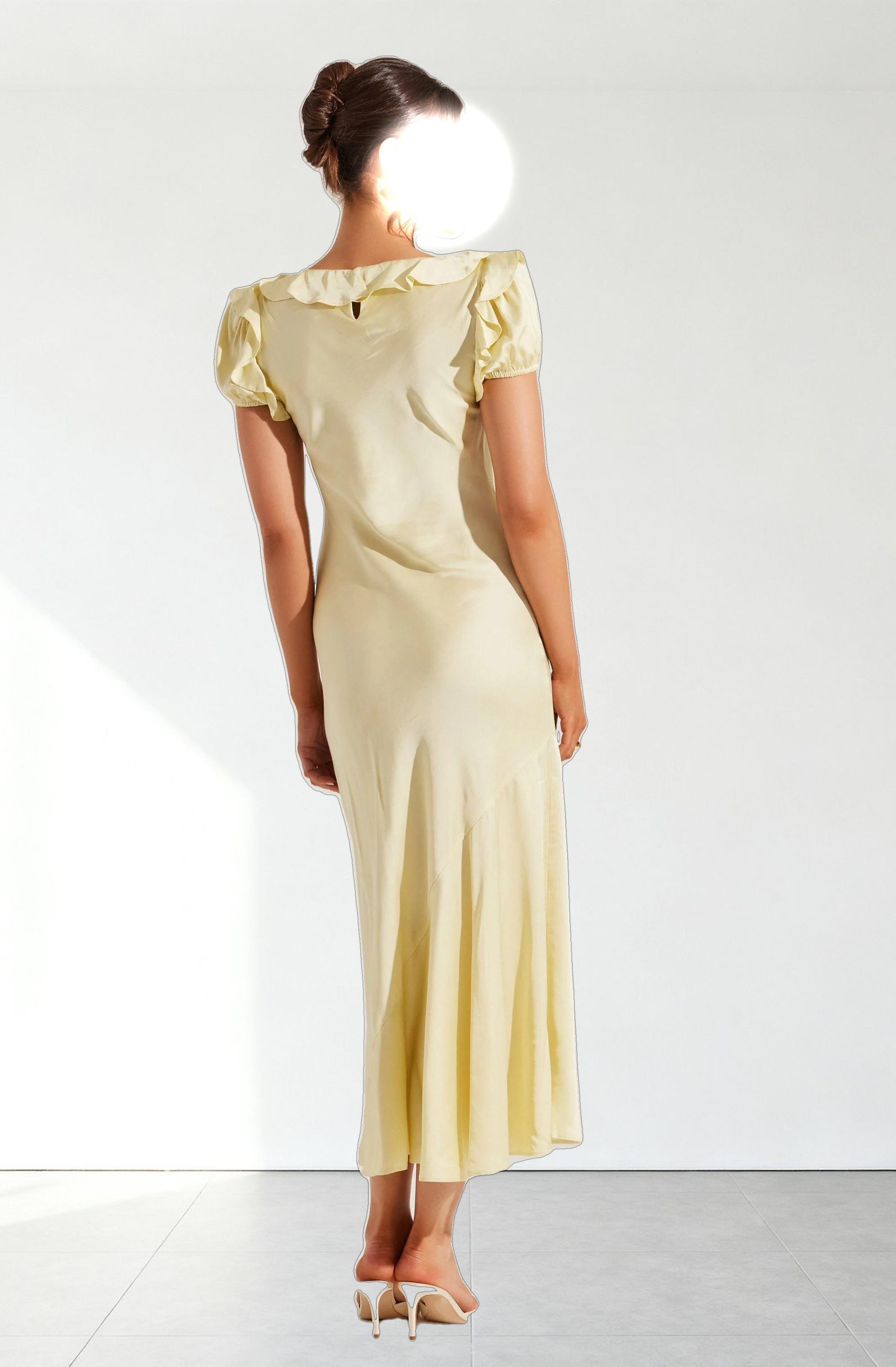 Auden Satin Ruffle Midi dress