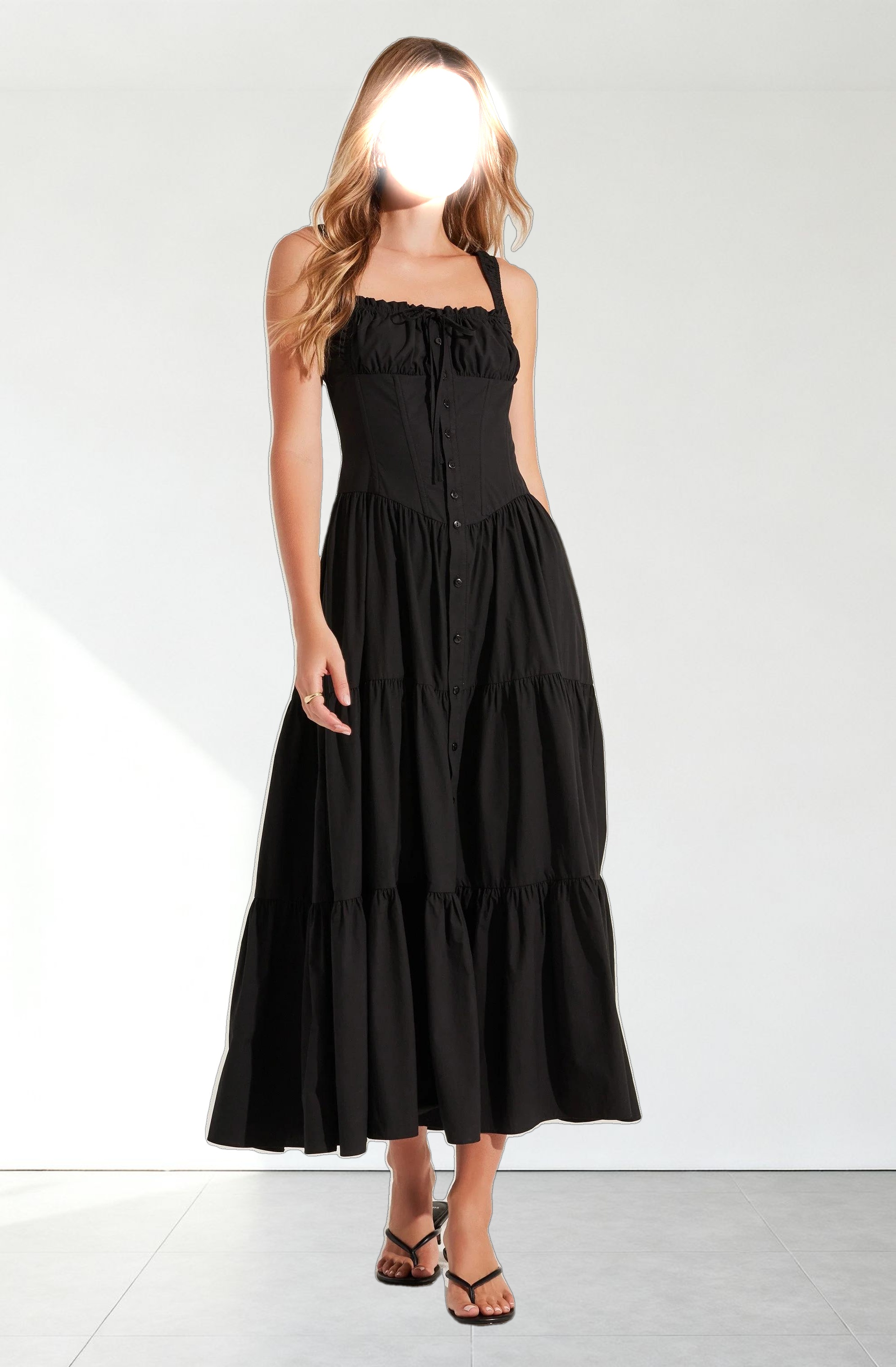 Temperance Tiered Milkmaid Maxi Dress