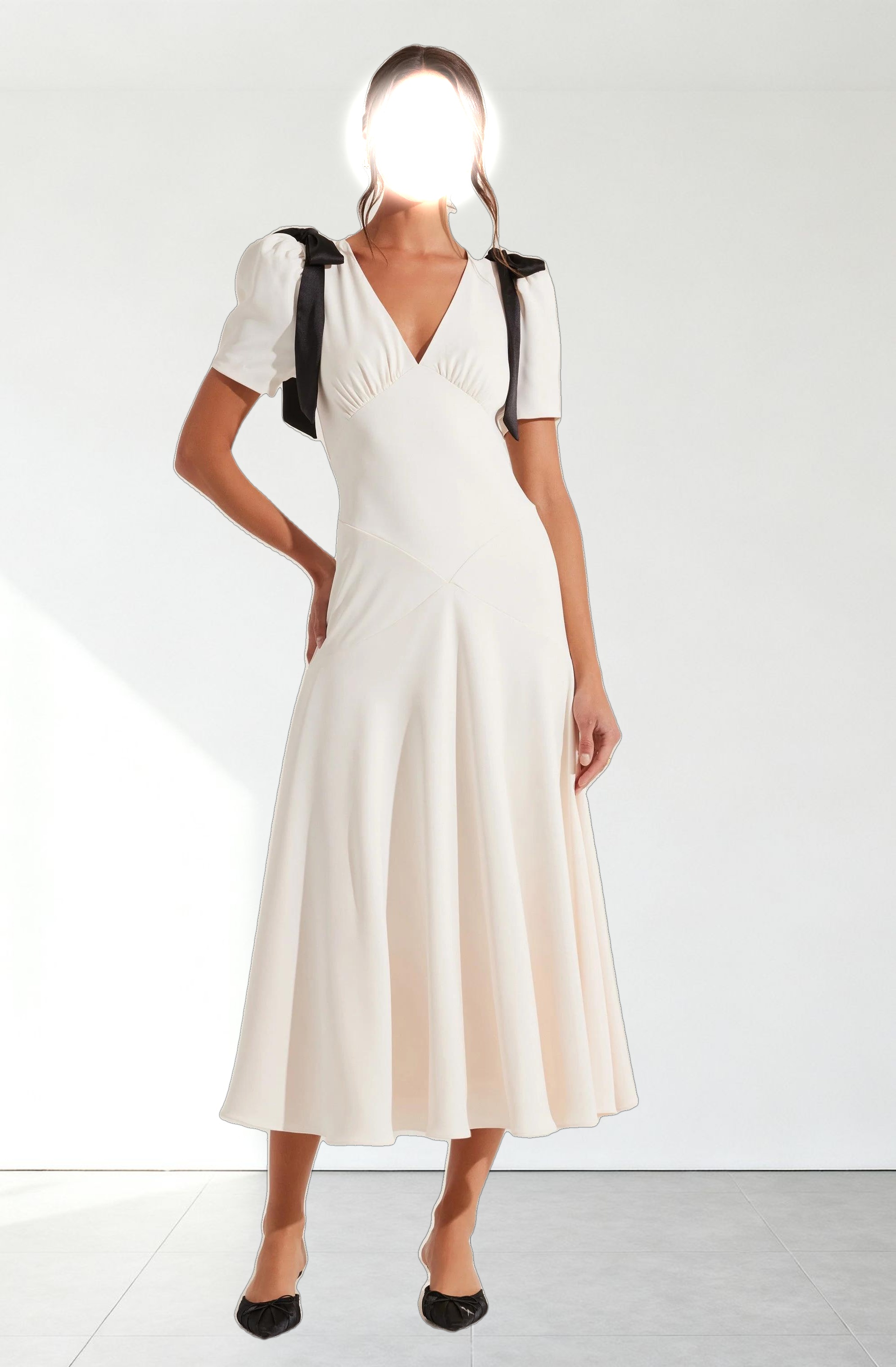 Ciela Bow Puff Sleeve Dress