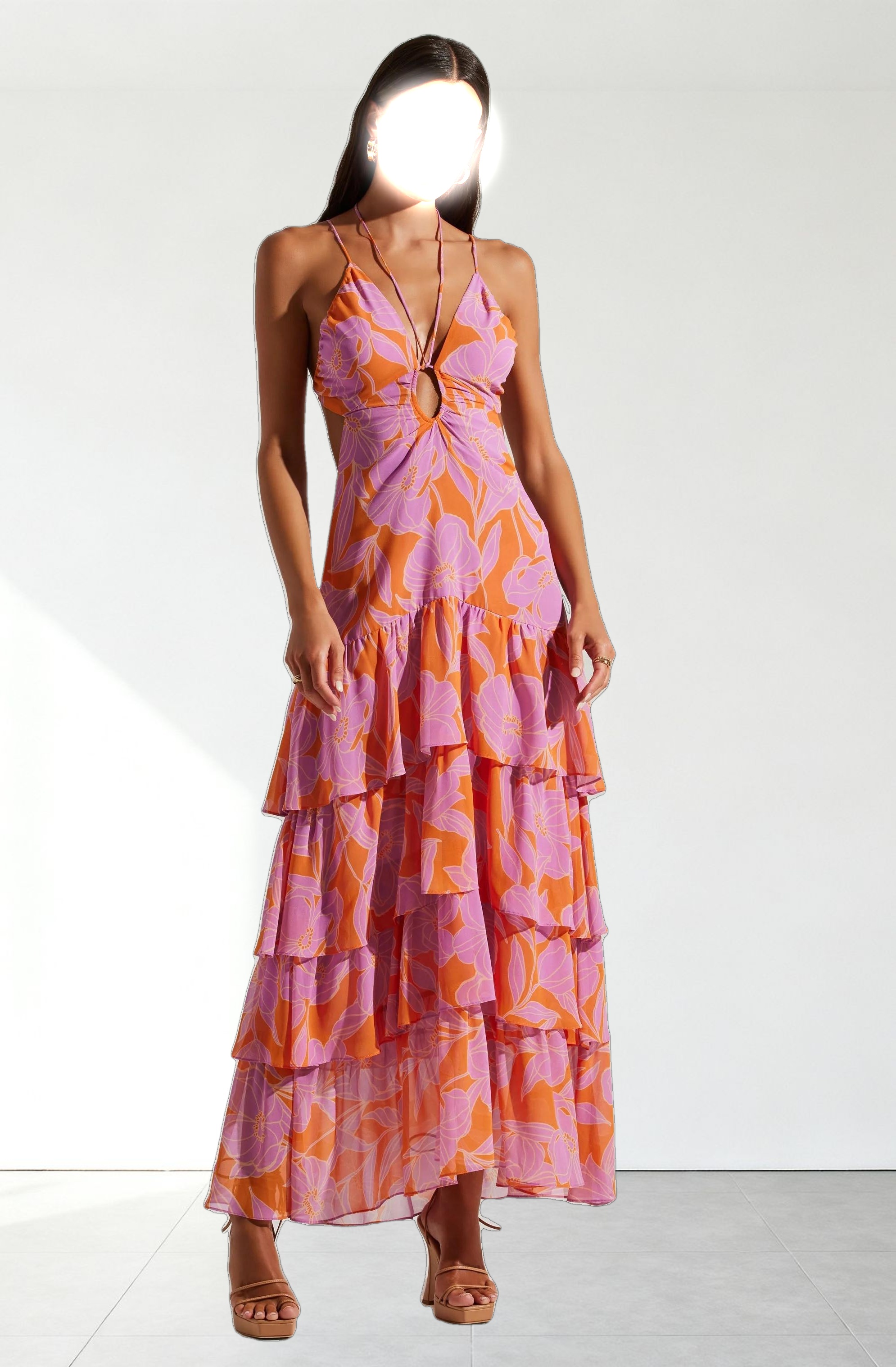 Aneira Floral Tiered Maxi Dress