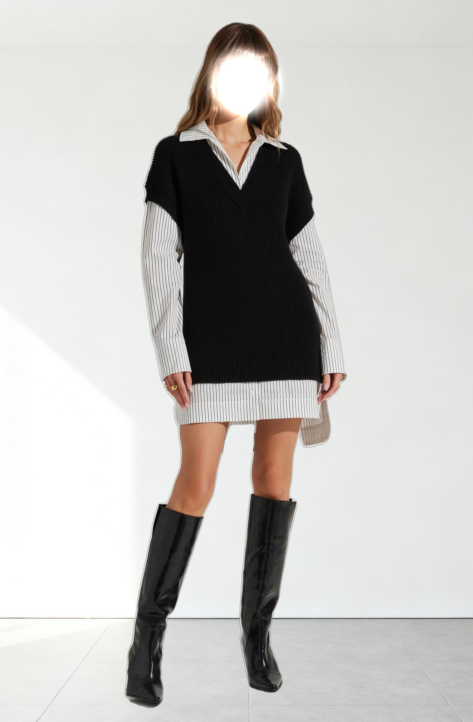Ishilly Layered Sweater Dress