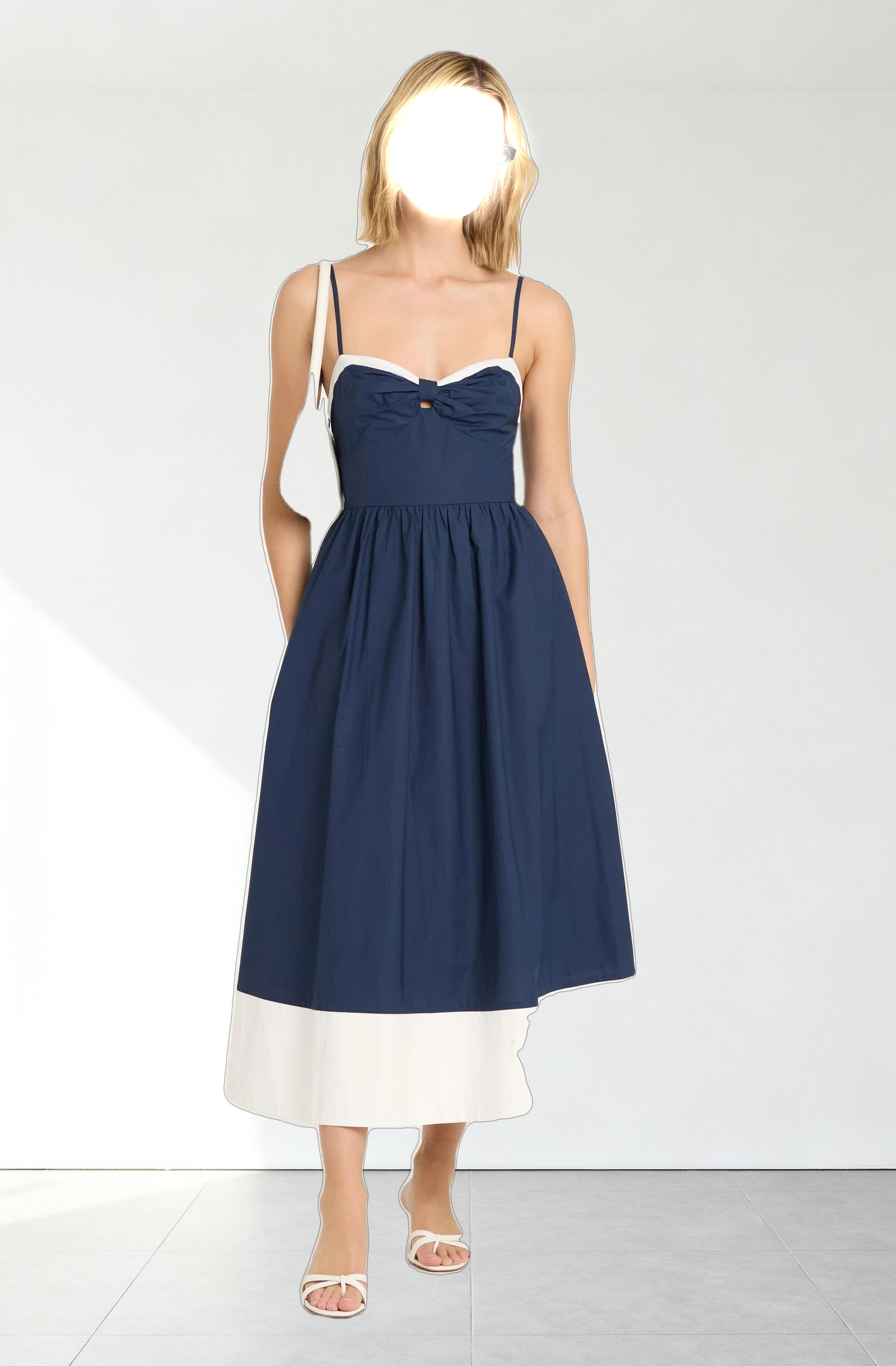 Contrast Sweetheart Midi Dress