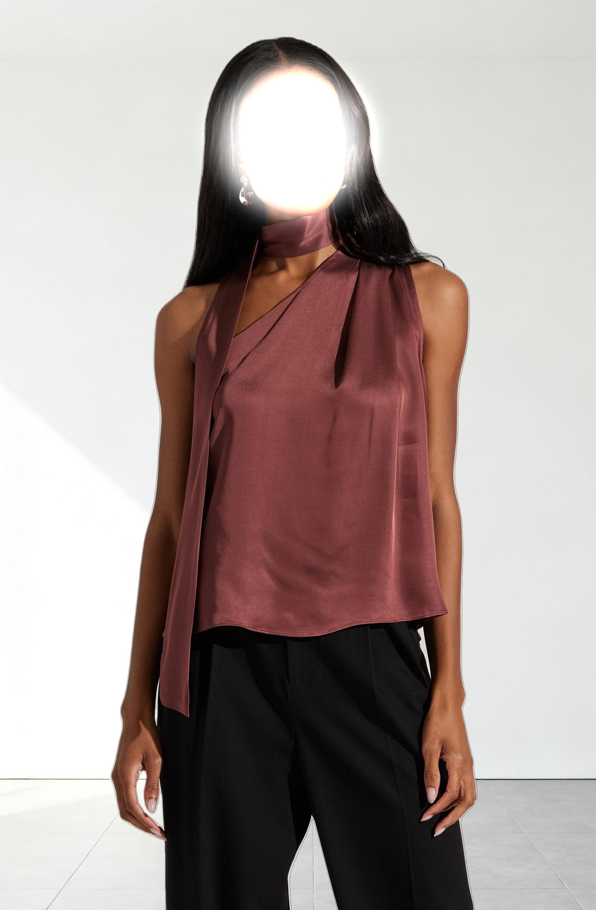 Partia Scarf Detail Asymmetric Top