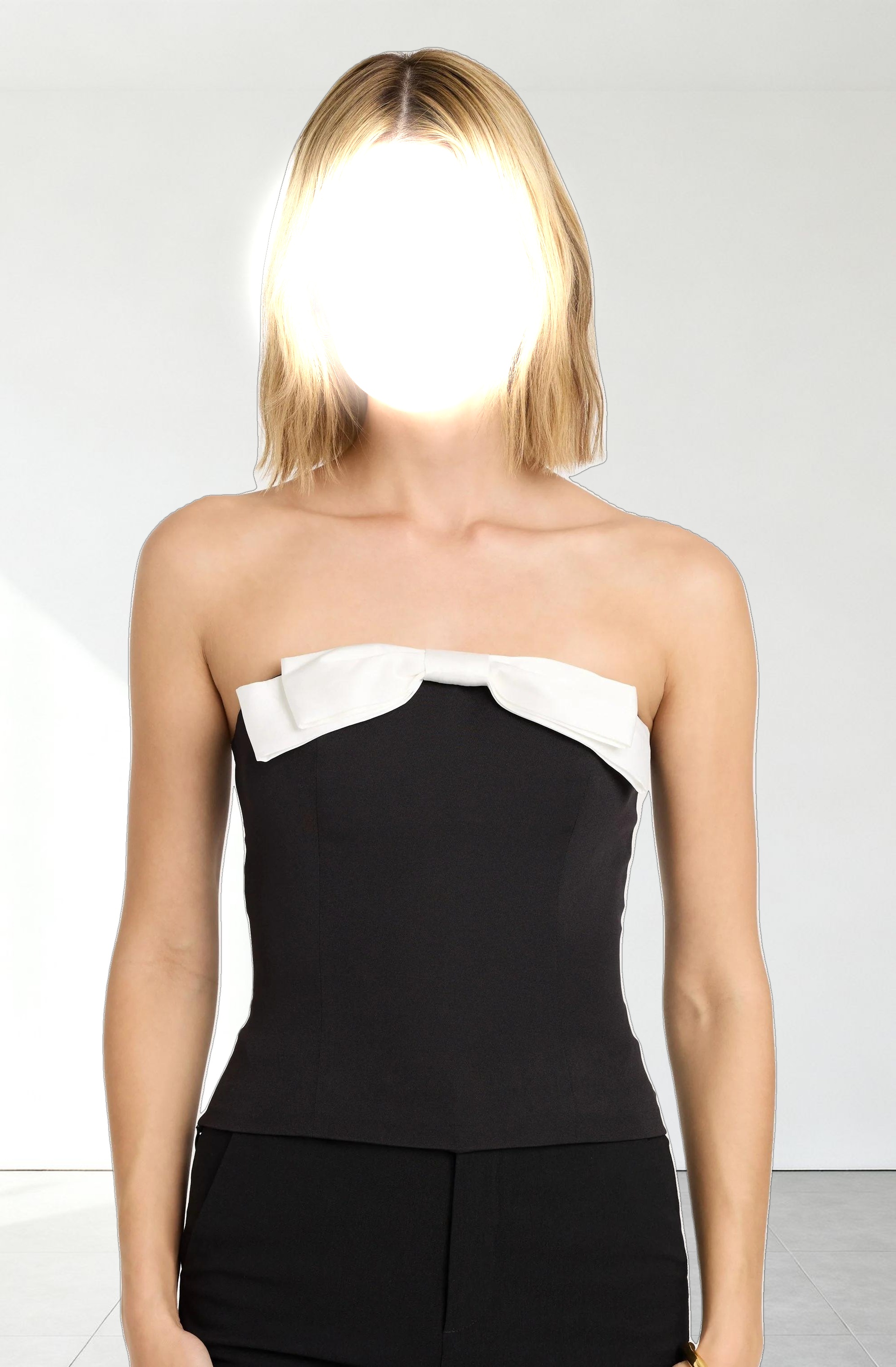 Contrast Bow Strapless Top