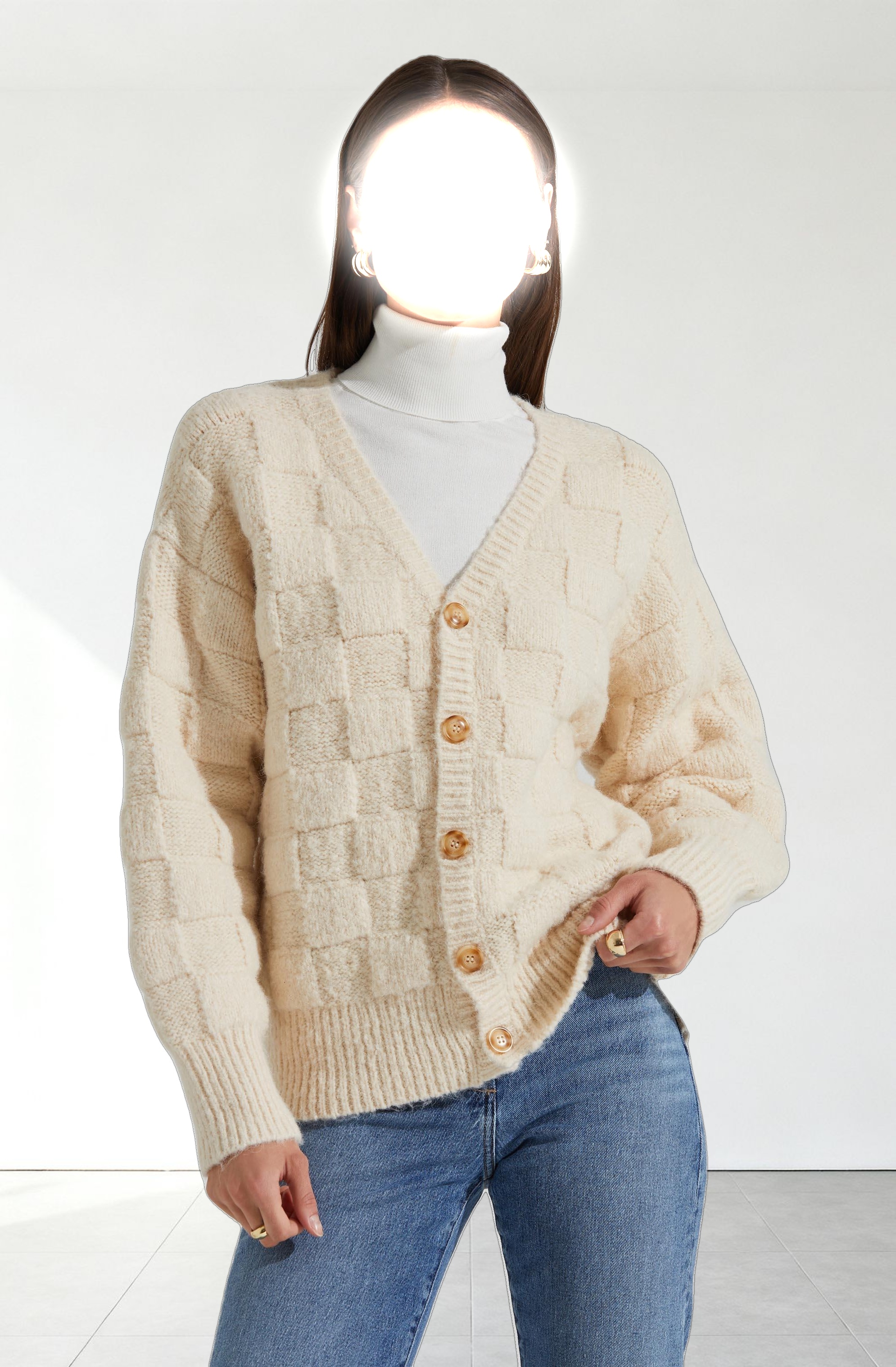 Quinby Checkered Cardigan