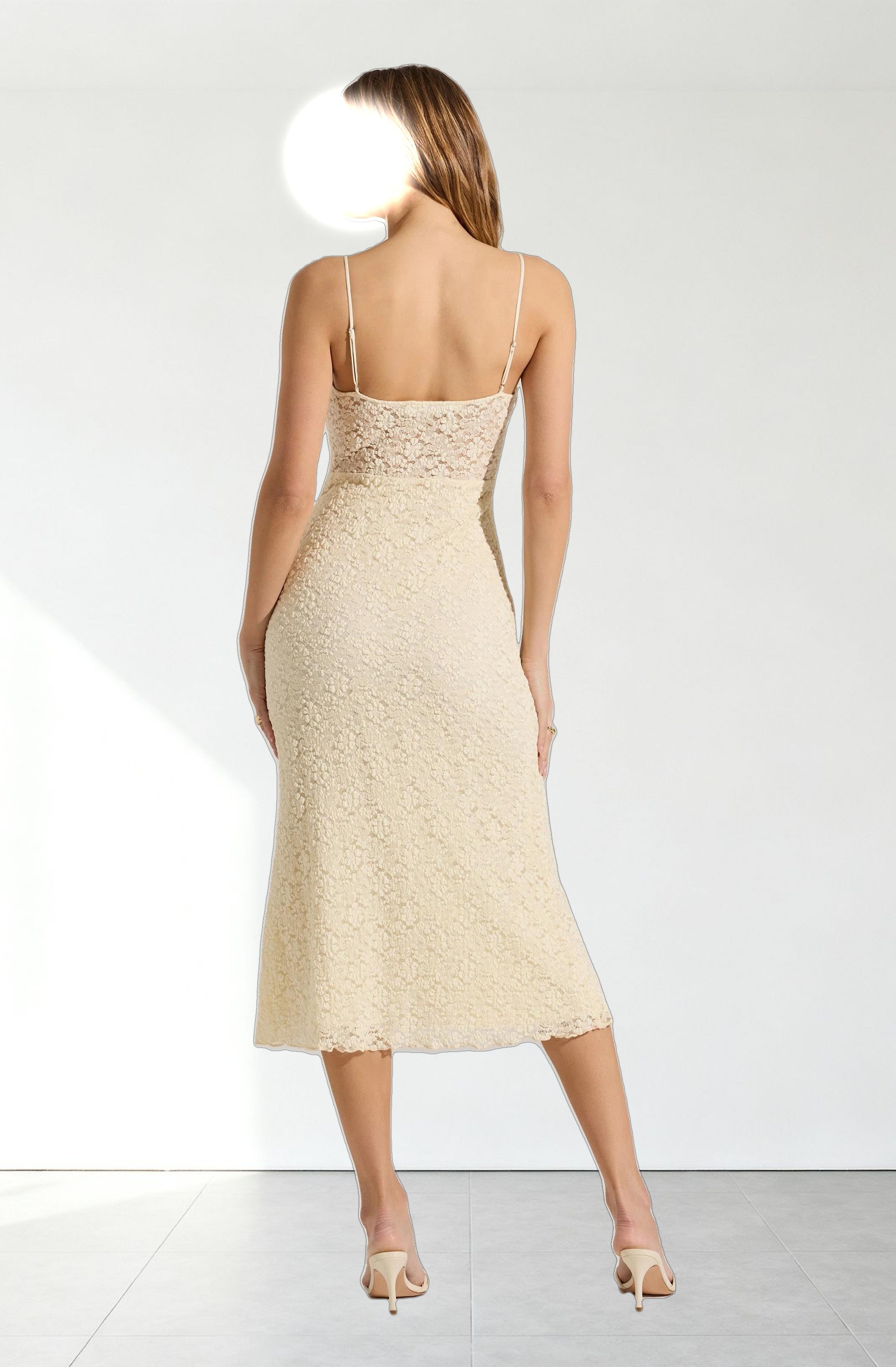 Floral Lace Knit Midi Dress