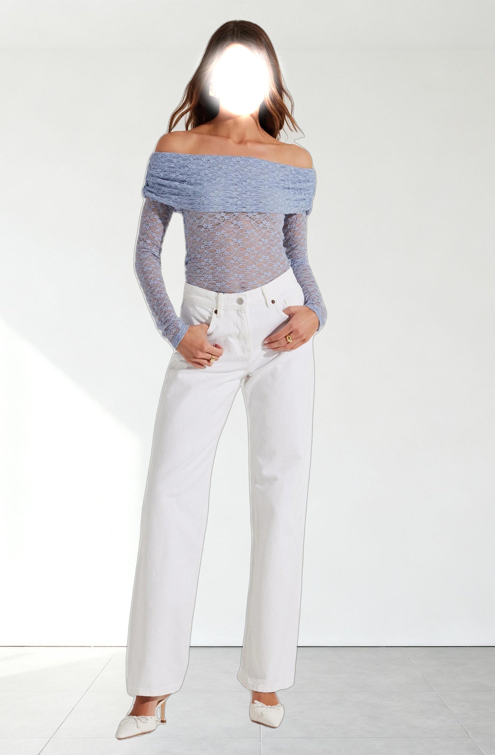 Diamante Lace Off Shoulder Top