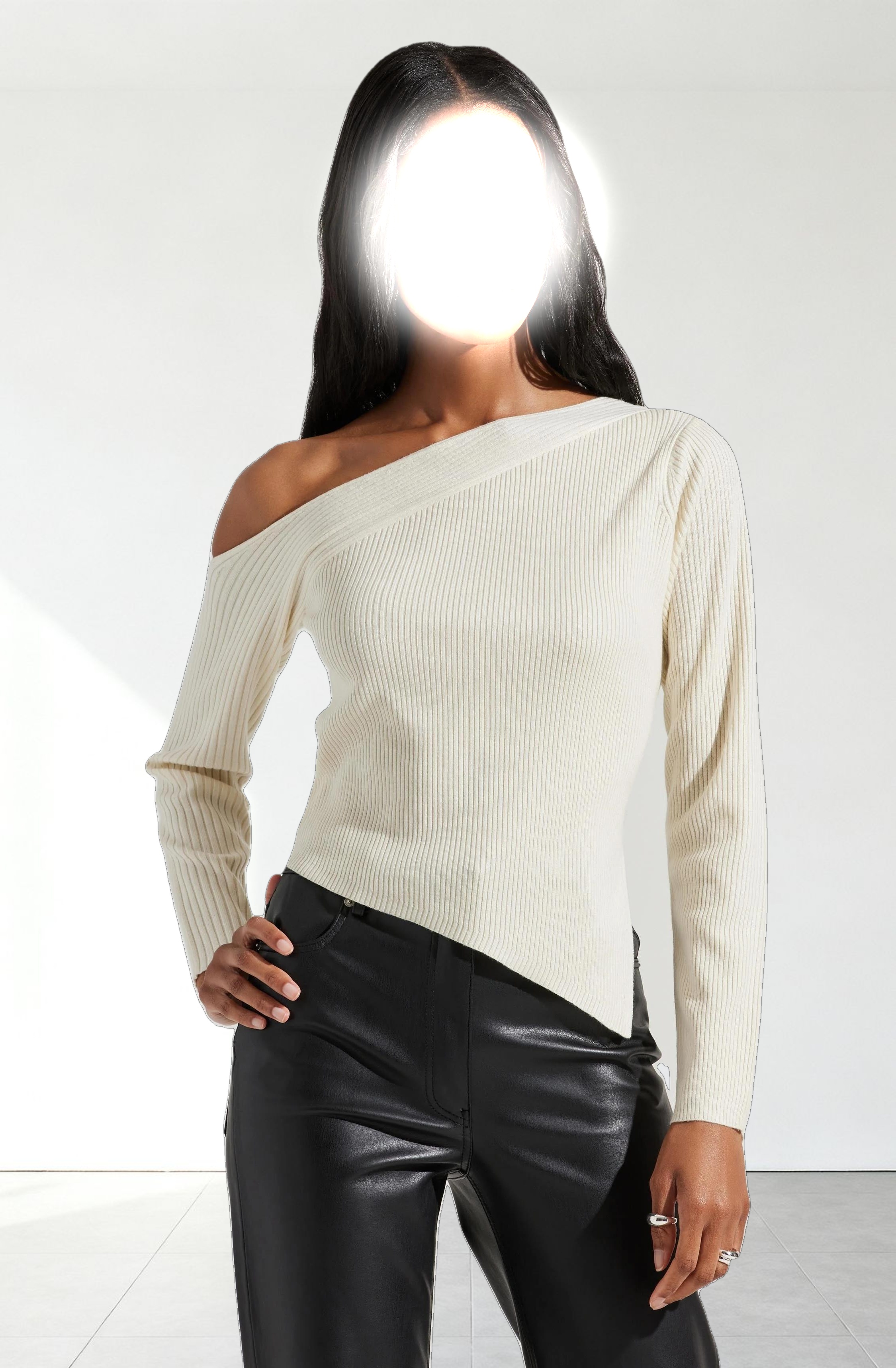 Aldari Off Shoulder Ribbed Sweater