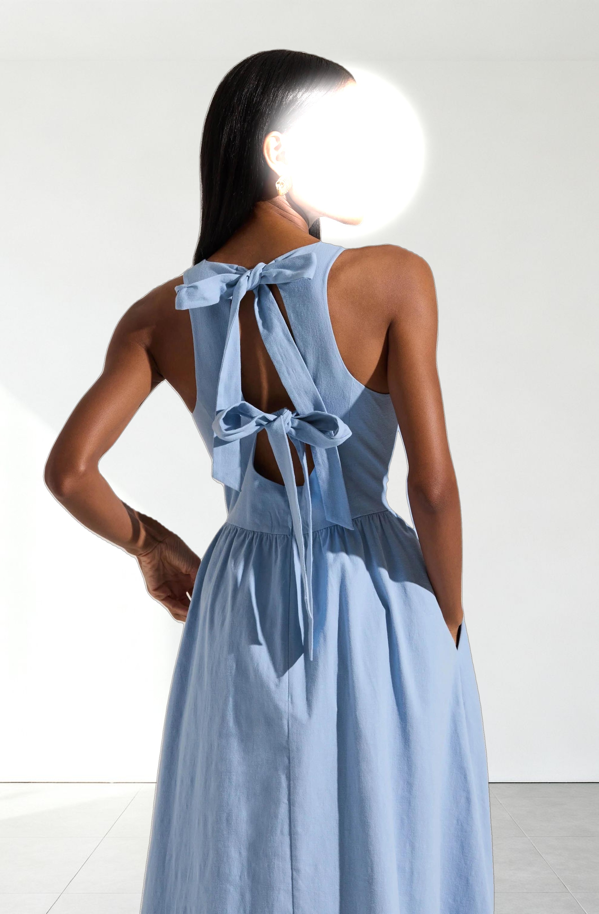 Bow Back Apron Midi Dress