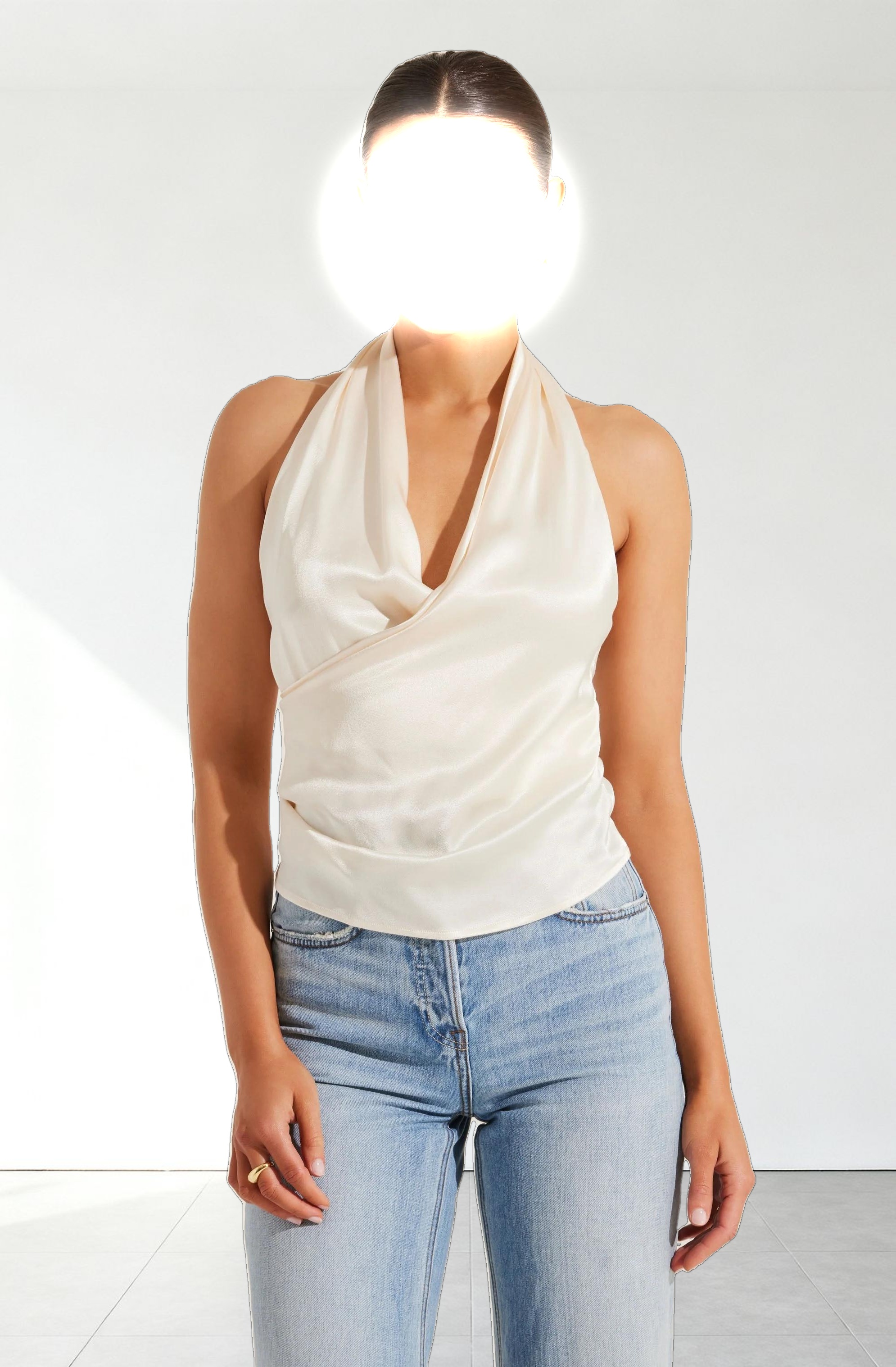 Draped Crossover Halter Top