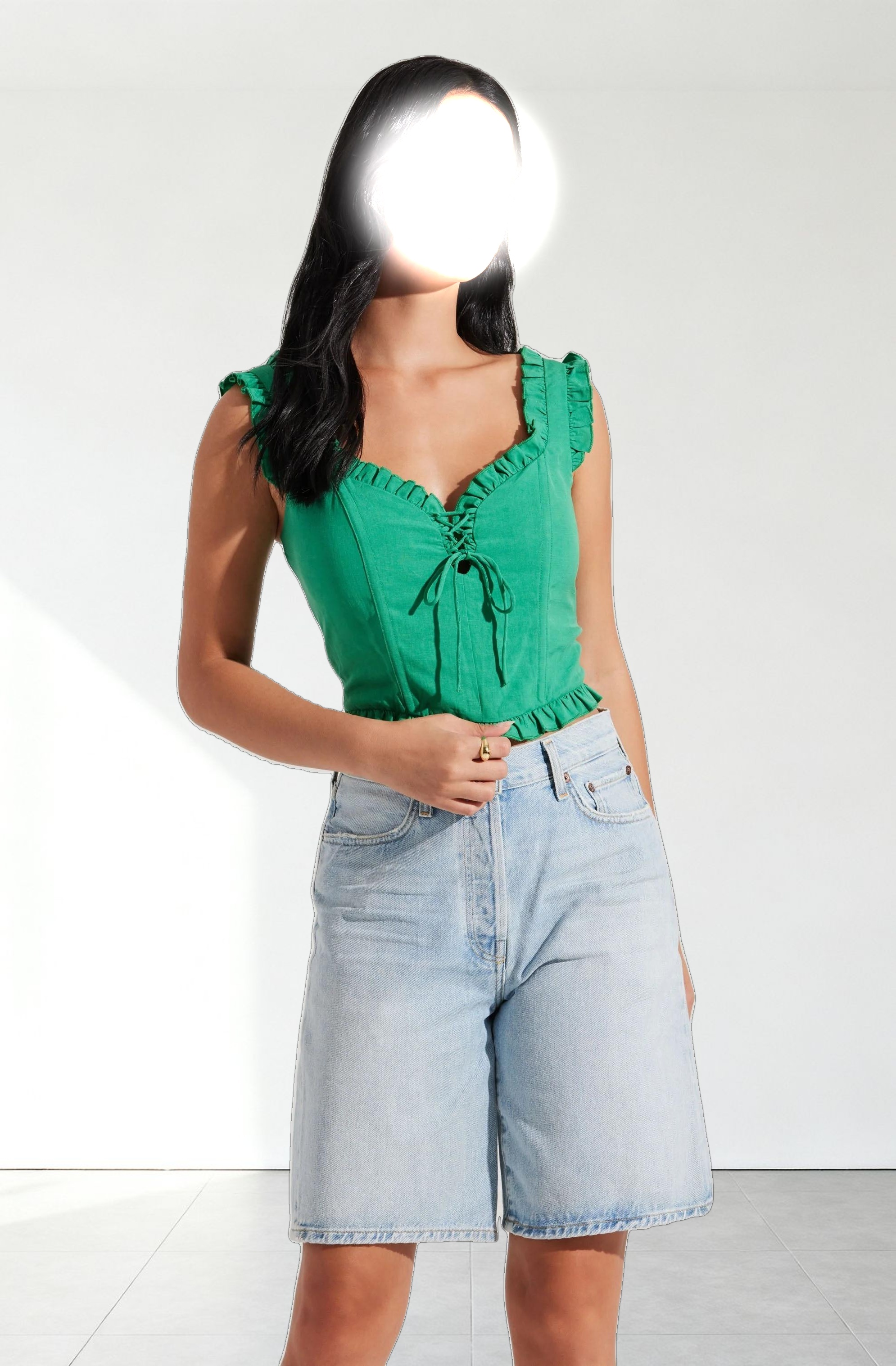 Raelyn Ruffle Trim Corset Top