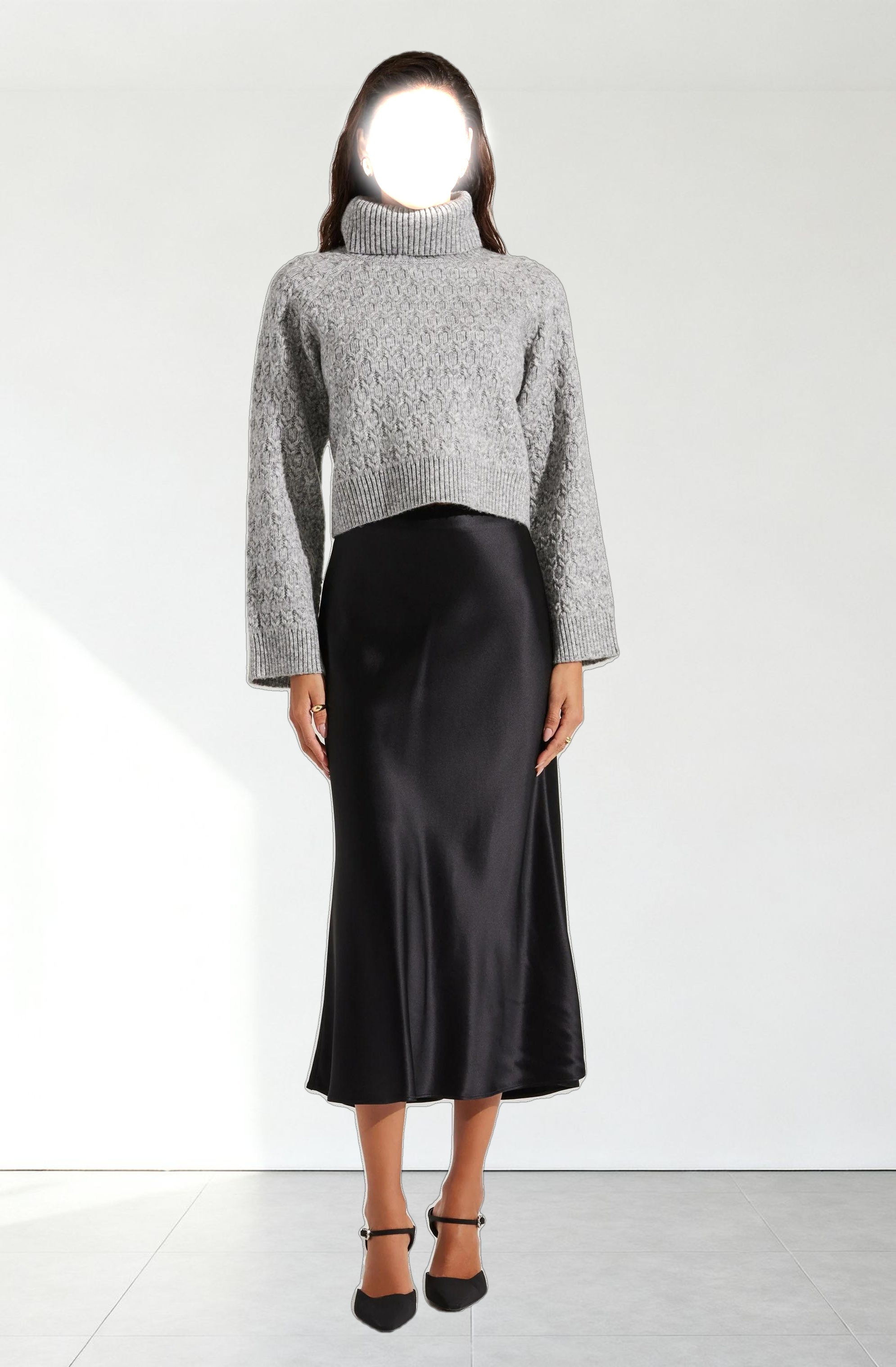 Textured Boxy Turtleneck Sweater