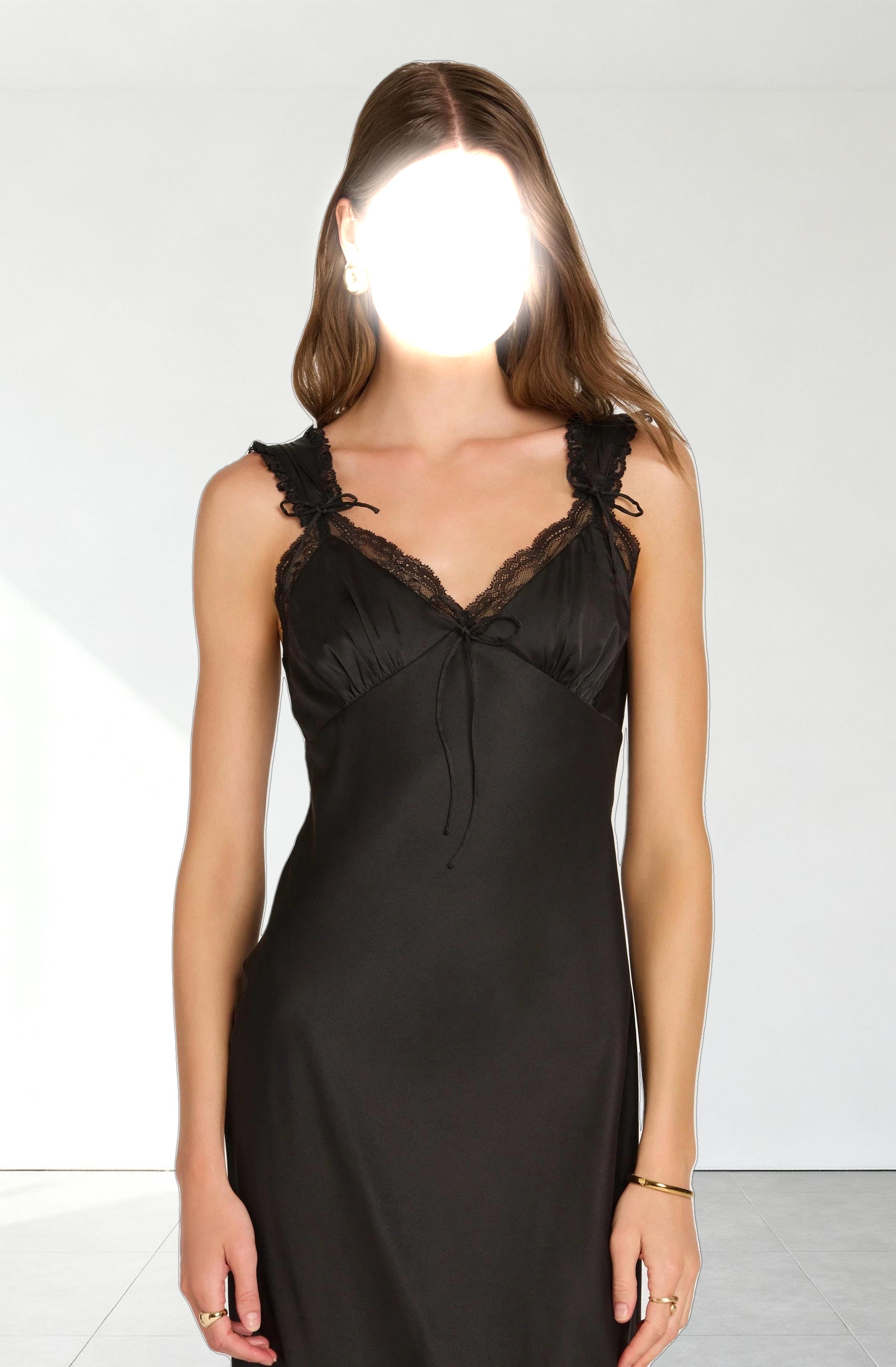 Lace Trim Satin Slip Dress