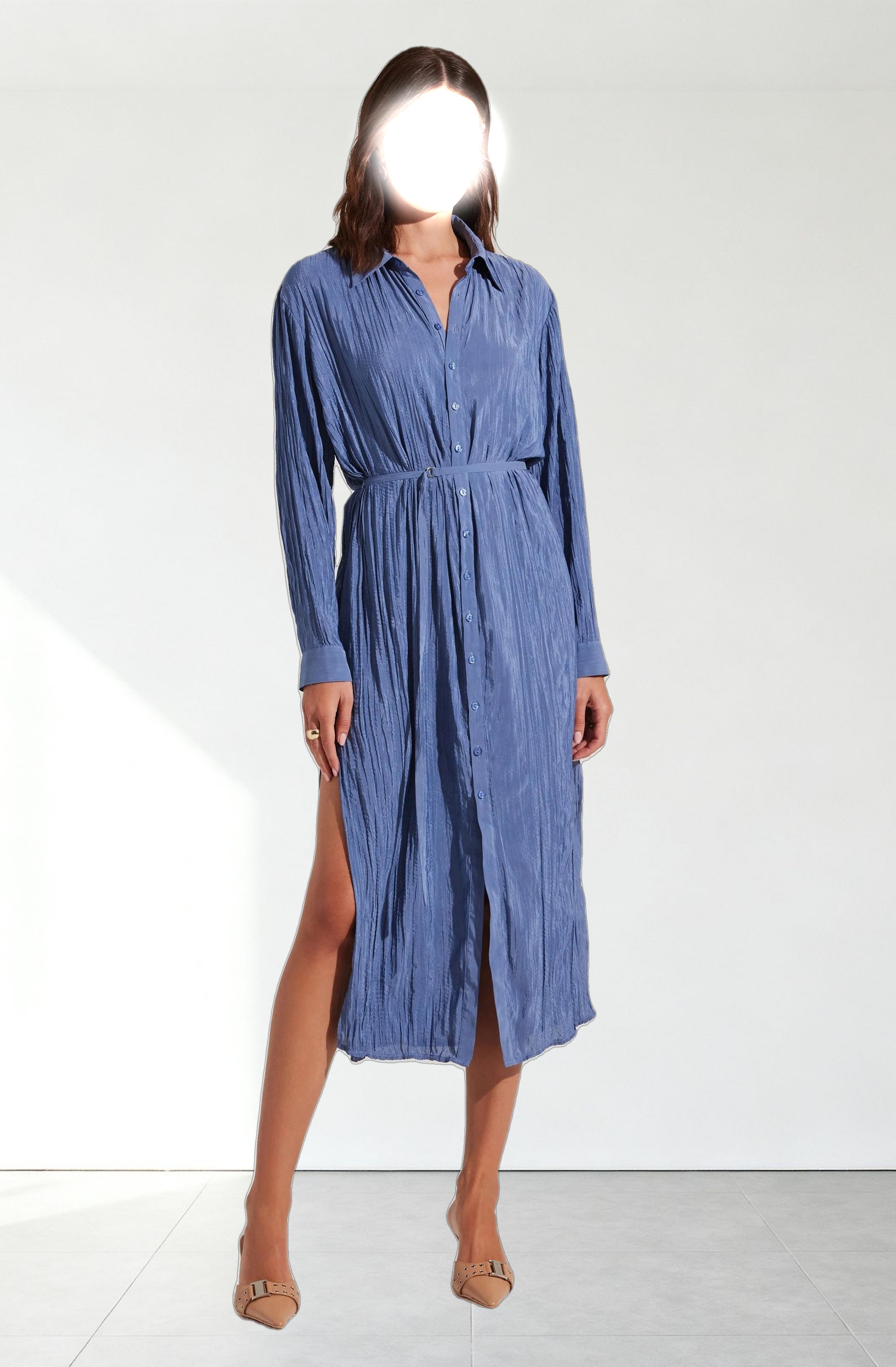 Belted Long Sleeve Shirt Dress