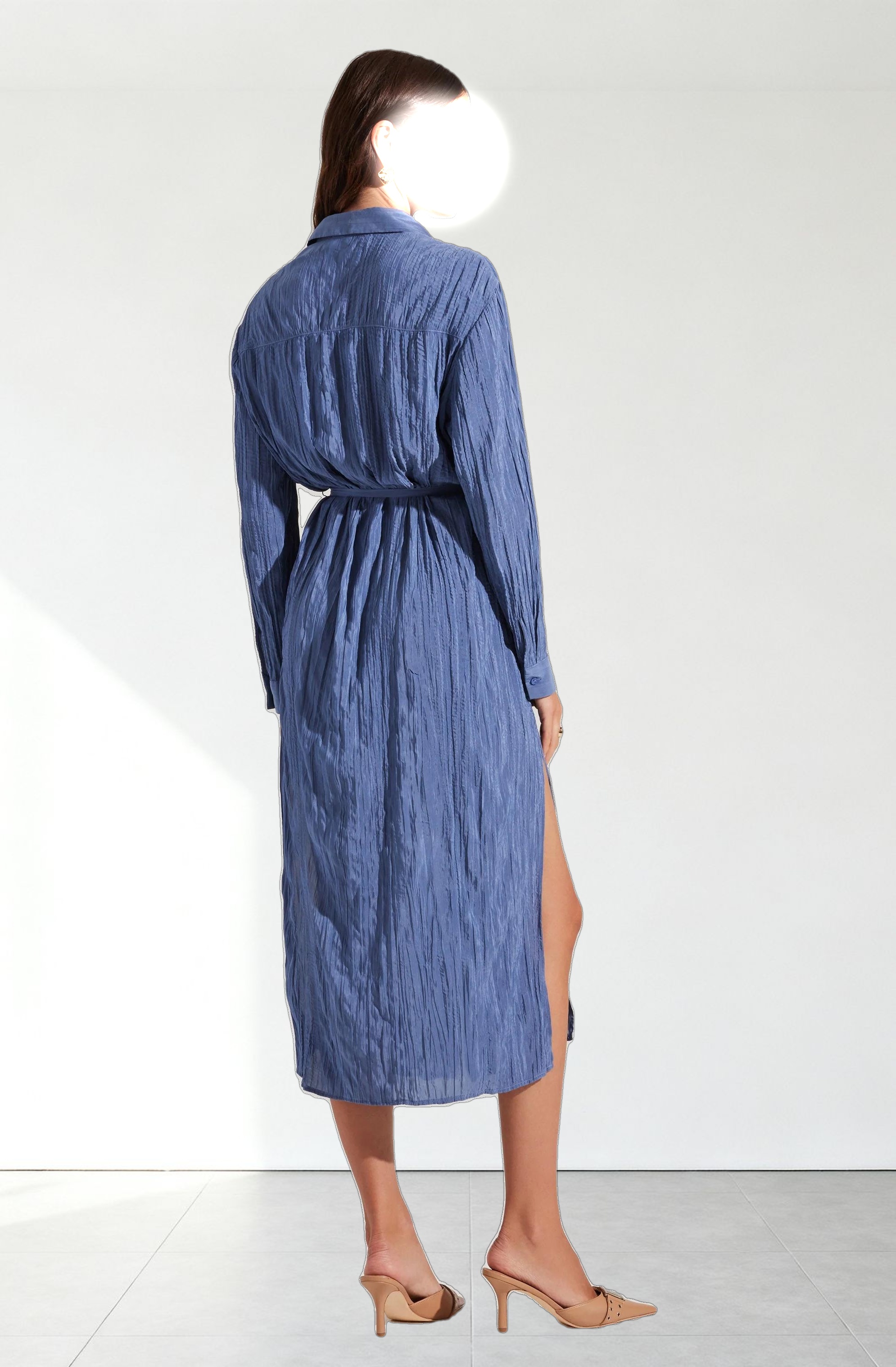 Belted Long Sleeve Shirt Dress