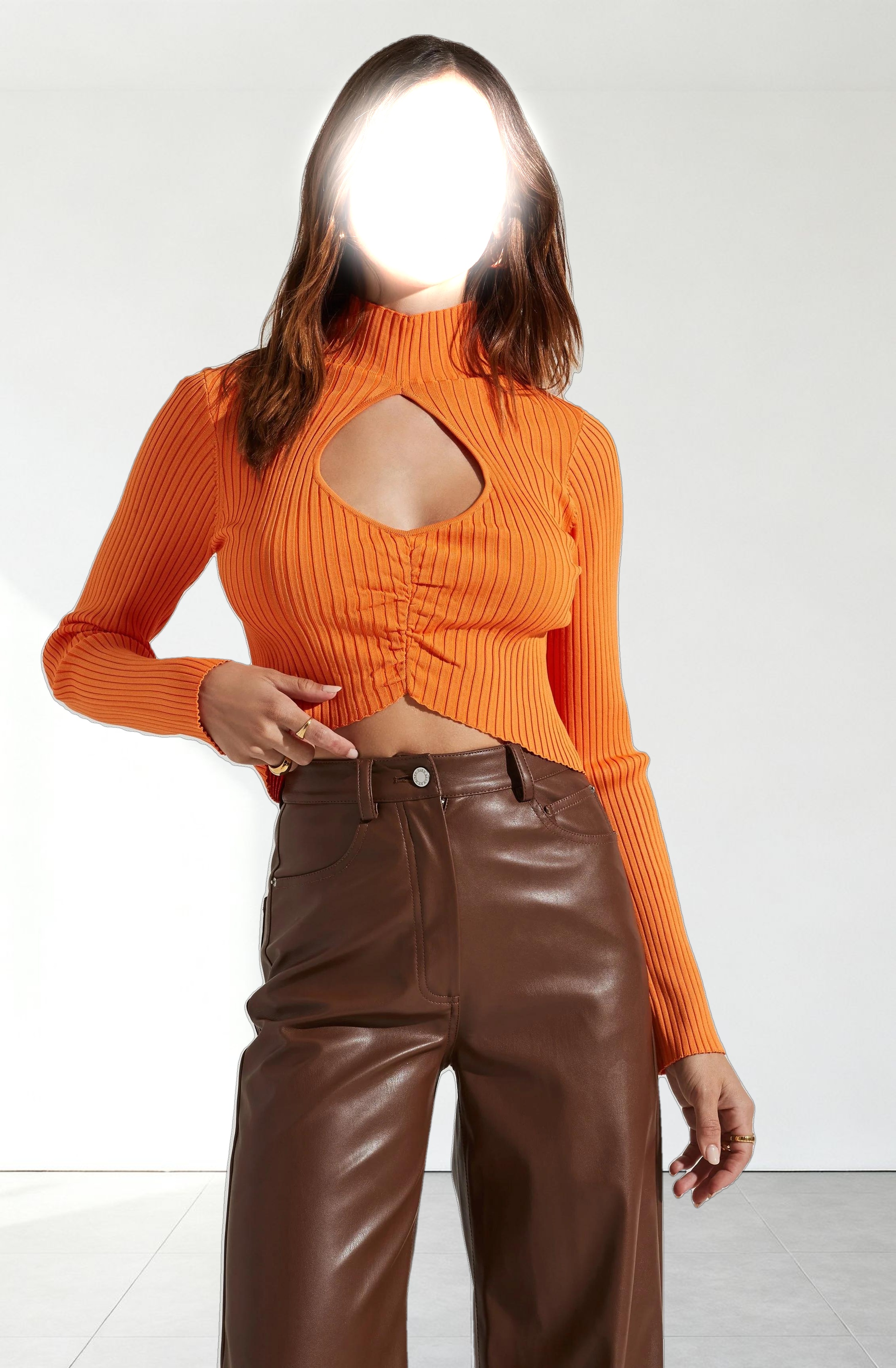 Elia Mock Neck Cutout Sweater