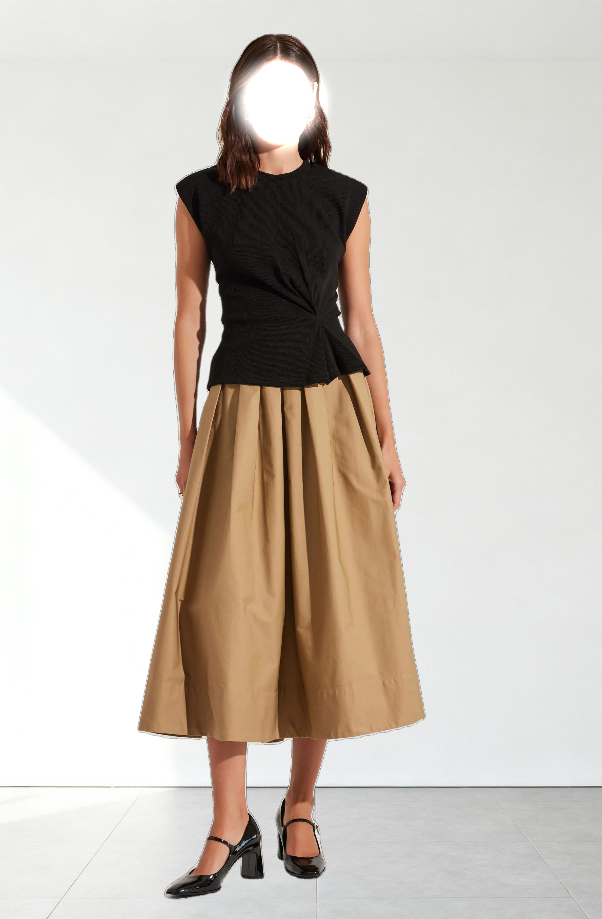 Cinched Waist Ribbed Knit Top