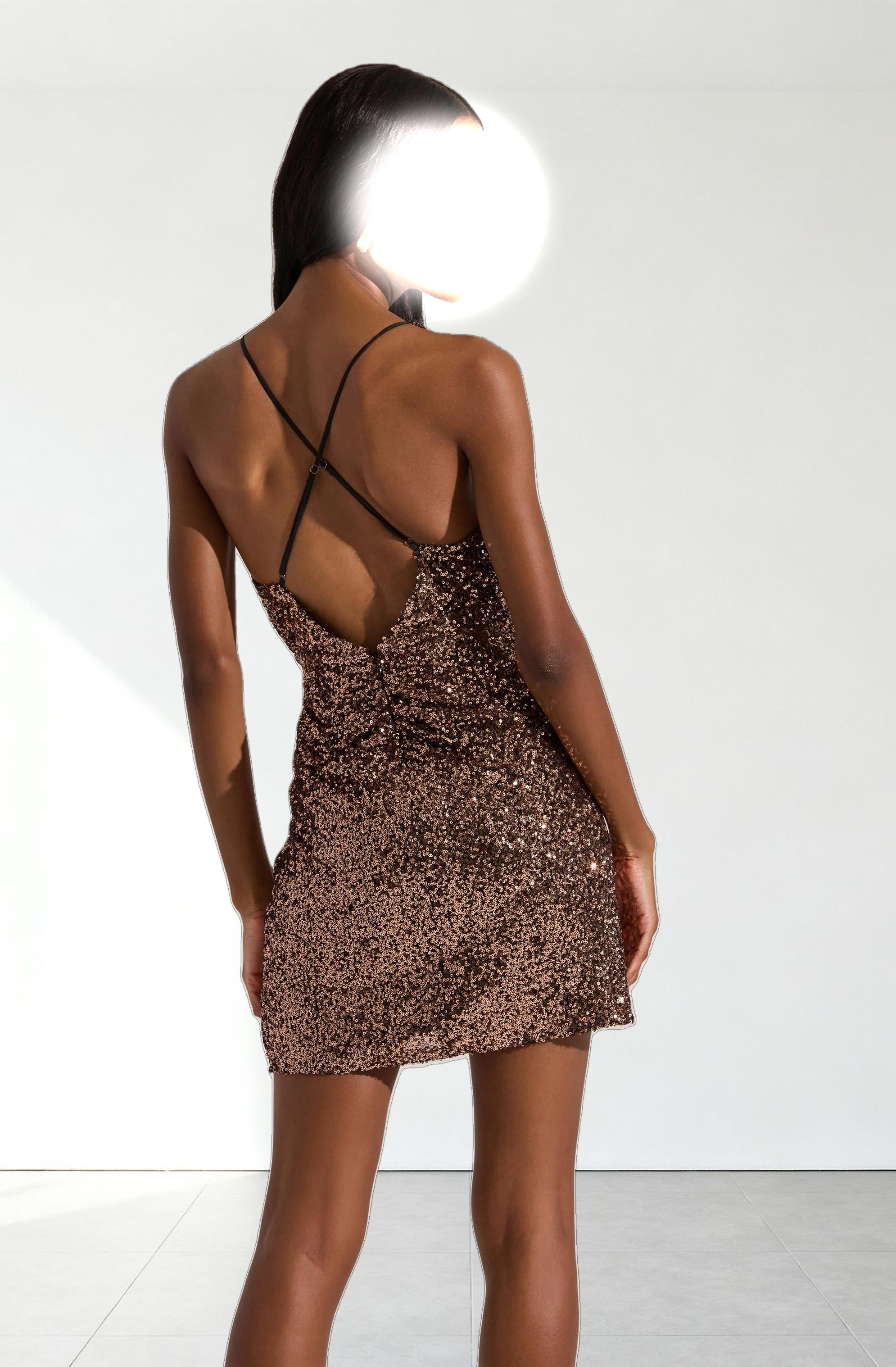 Sequin Twist Front Mini Dress