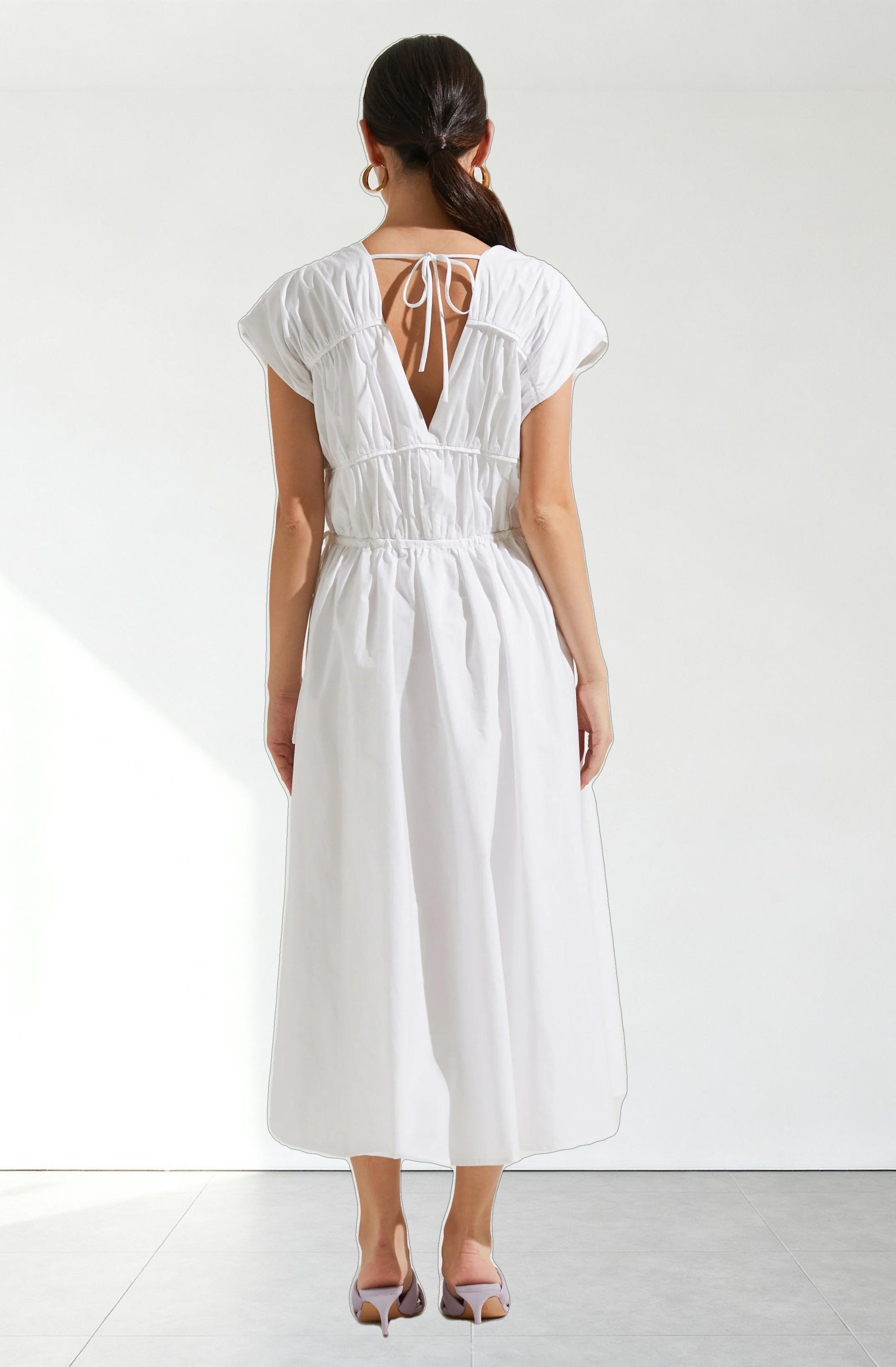 Lorrie Sleeveless Ruched Midi Dress