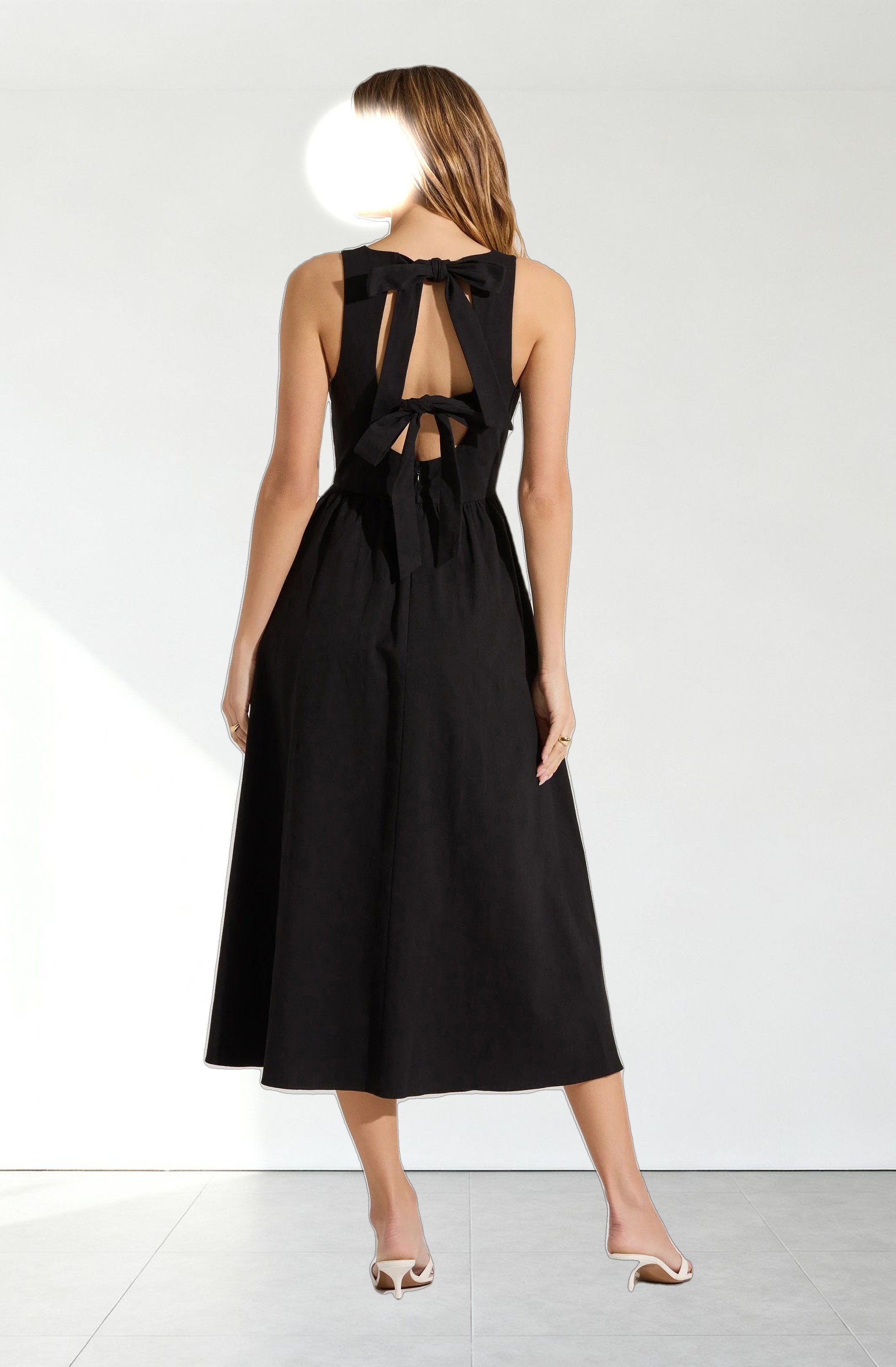 Bow Back Apron Midi Dress