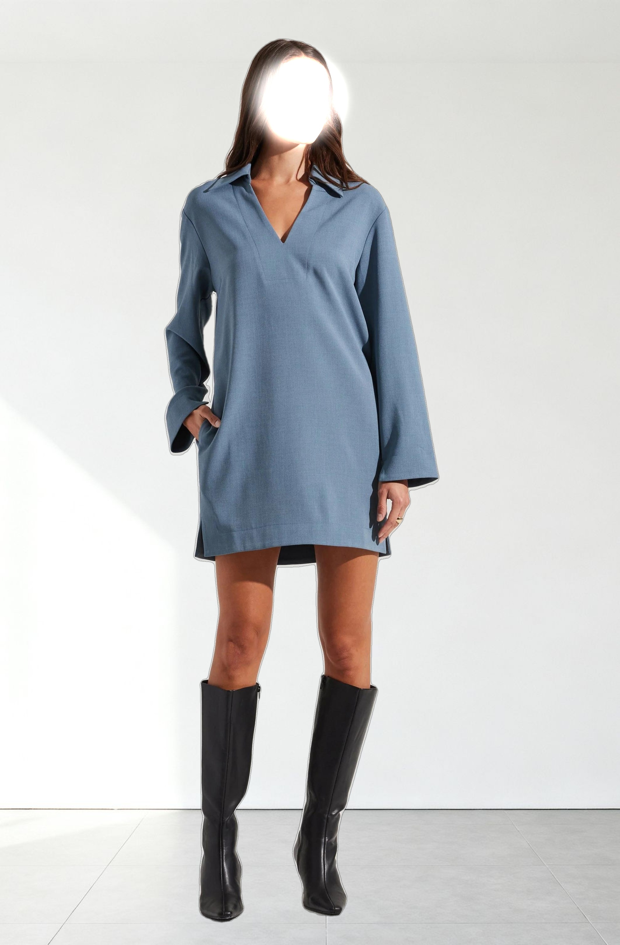 V-Neck Woven Mini Dress