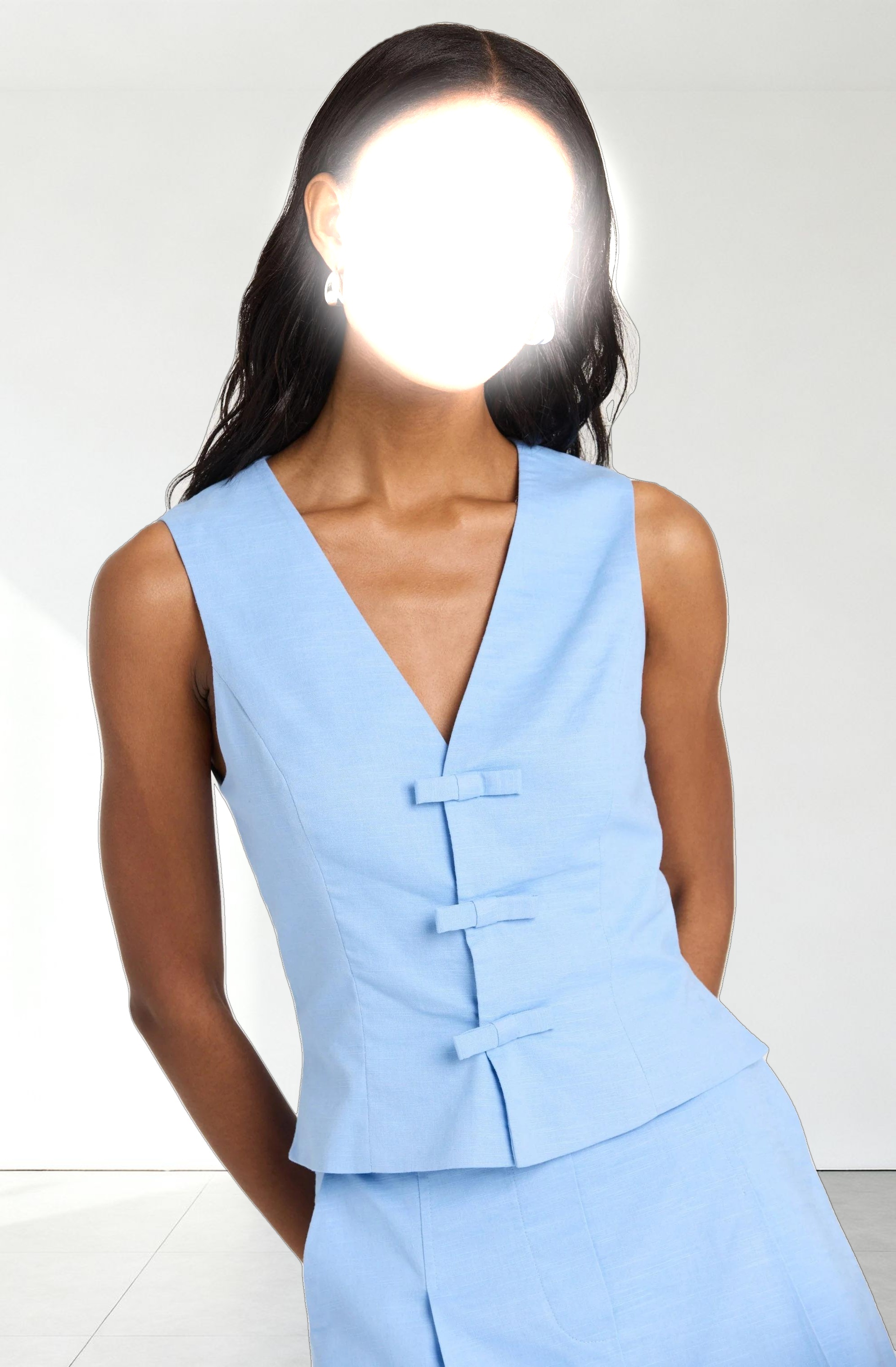 Bow Front V-Neck Top