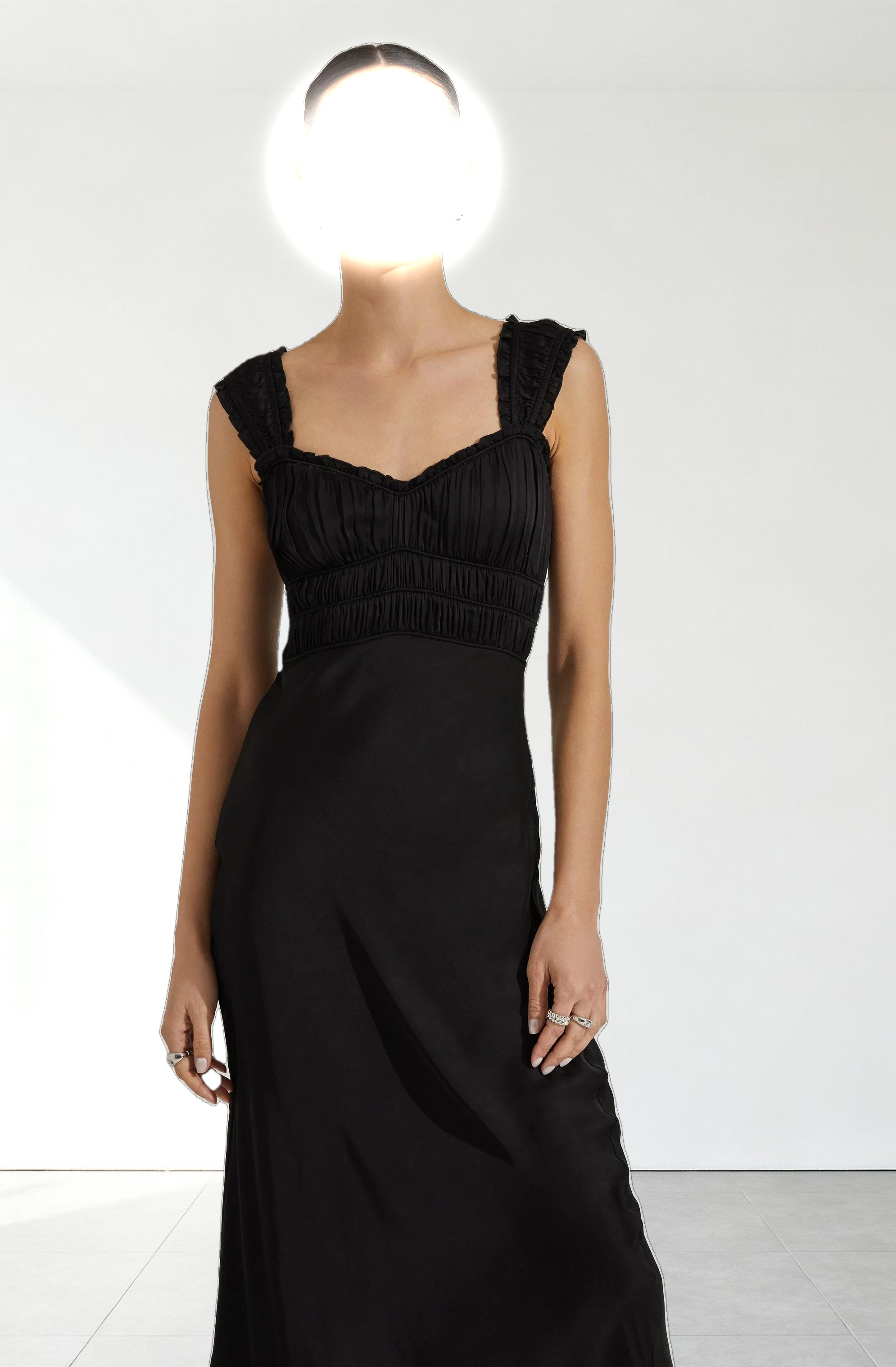 Enola Satin Smocked Midi Dress