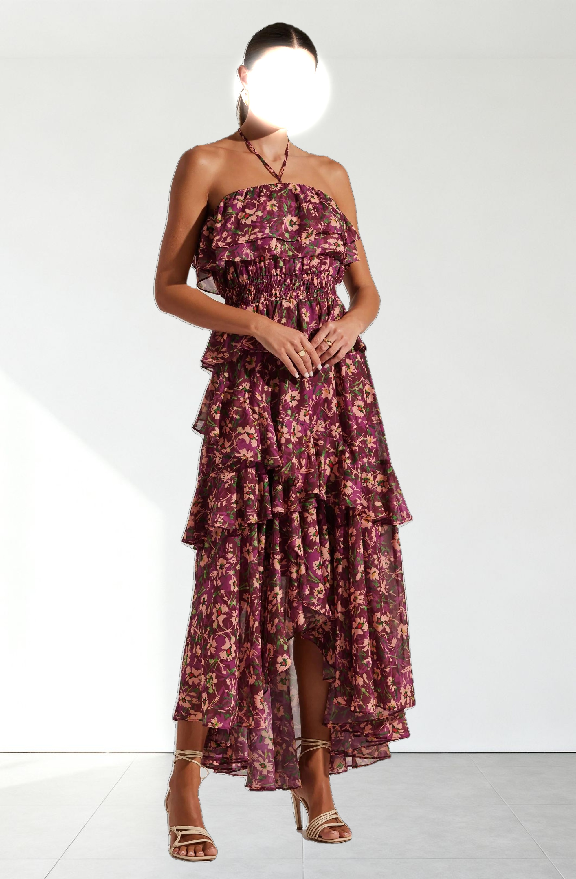 Elena Floral Halter Maxi Dress