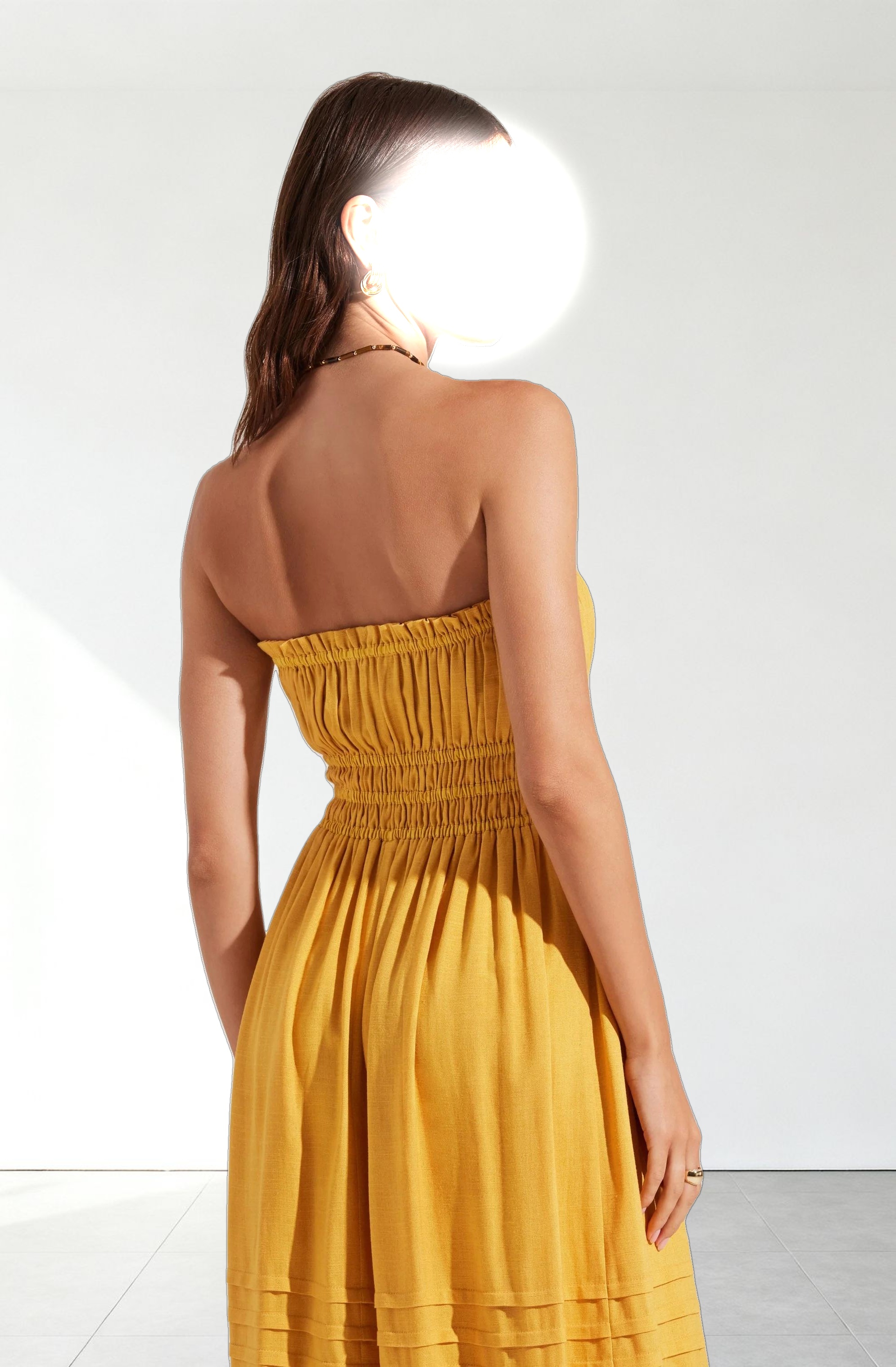 Aubrie Strapless Smocked Midi Dress