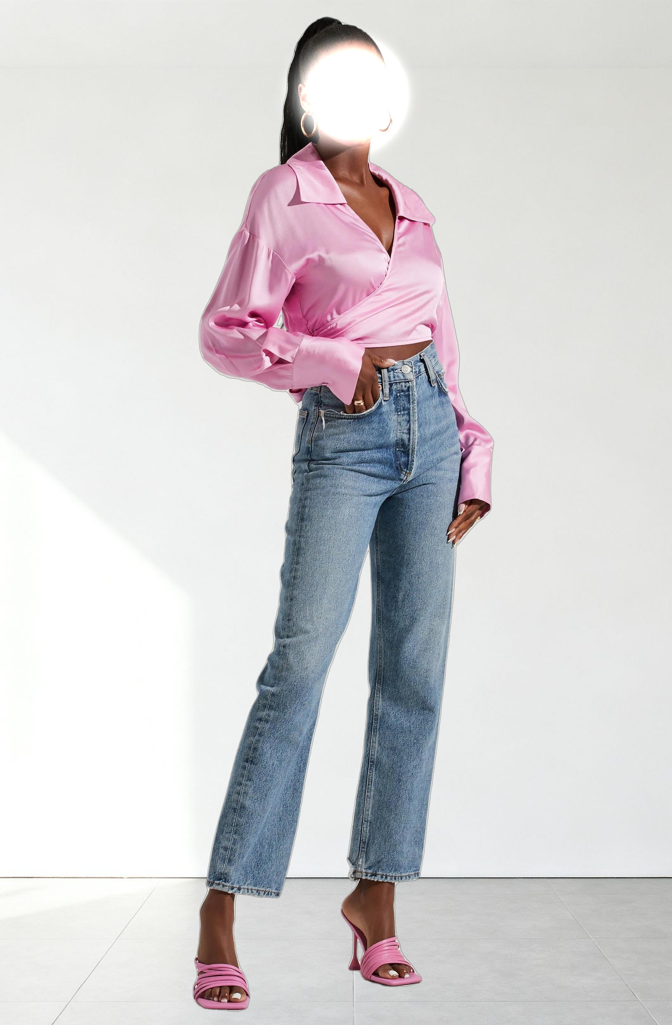 Loretta Satin Cropped Tie Waist Top