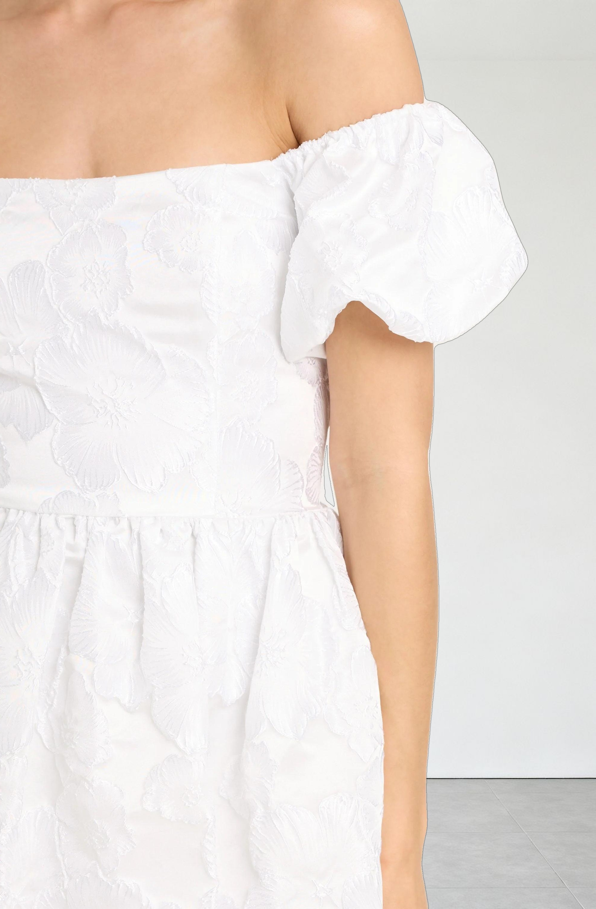 Off Shoulder Jacquard Bubble Dress