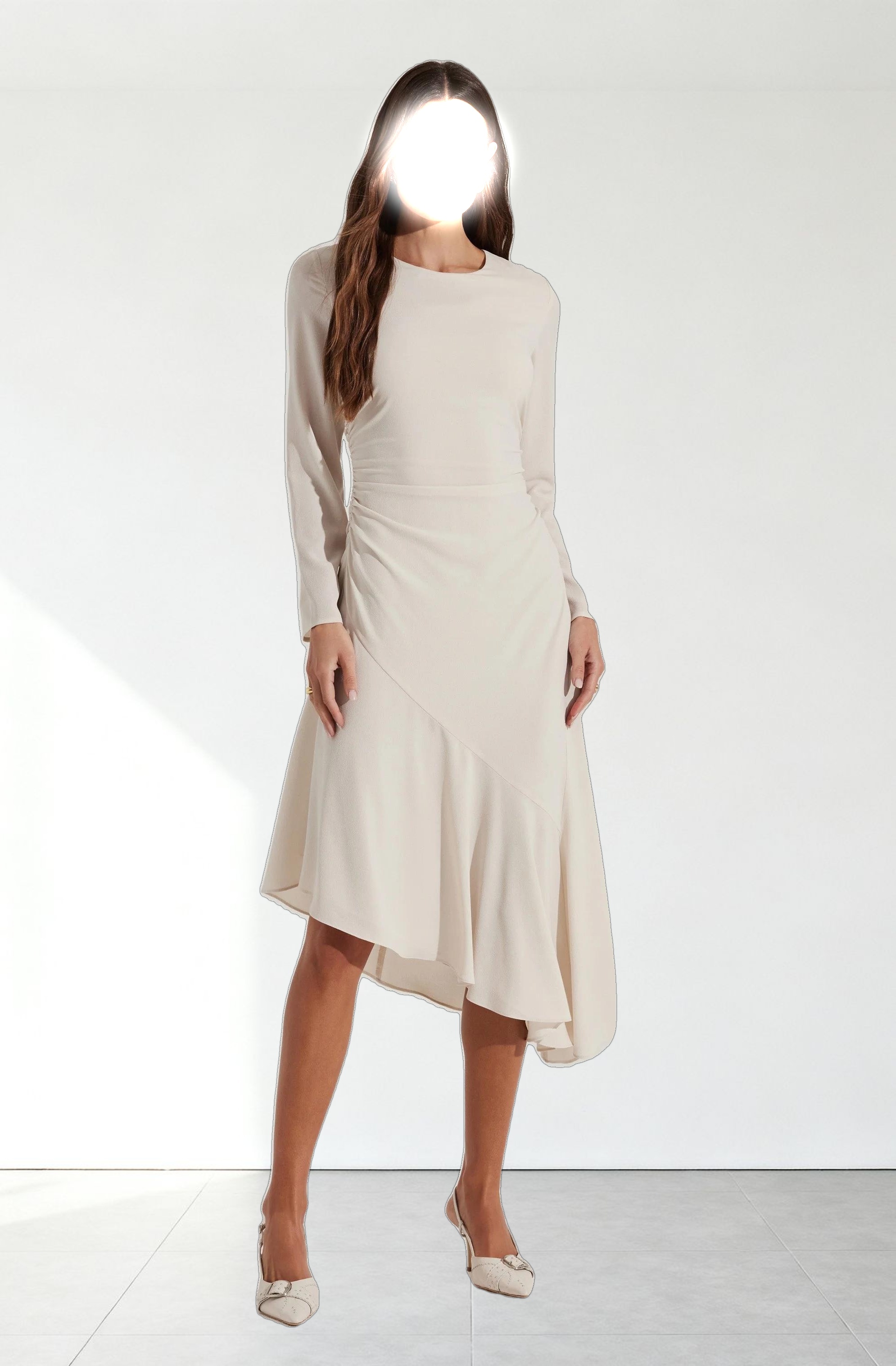 Long Sleeve Asymmetrical Hem Dress