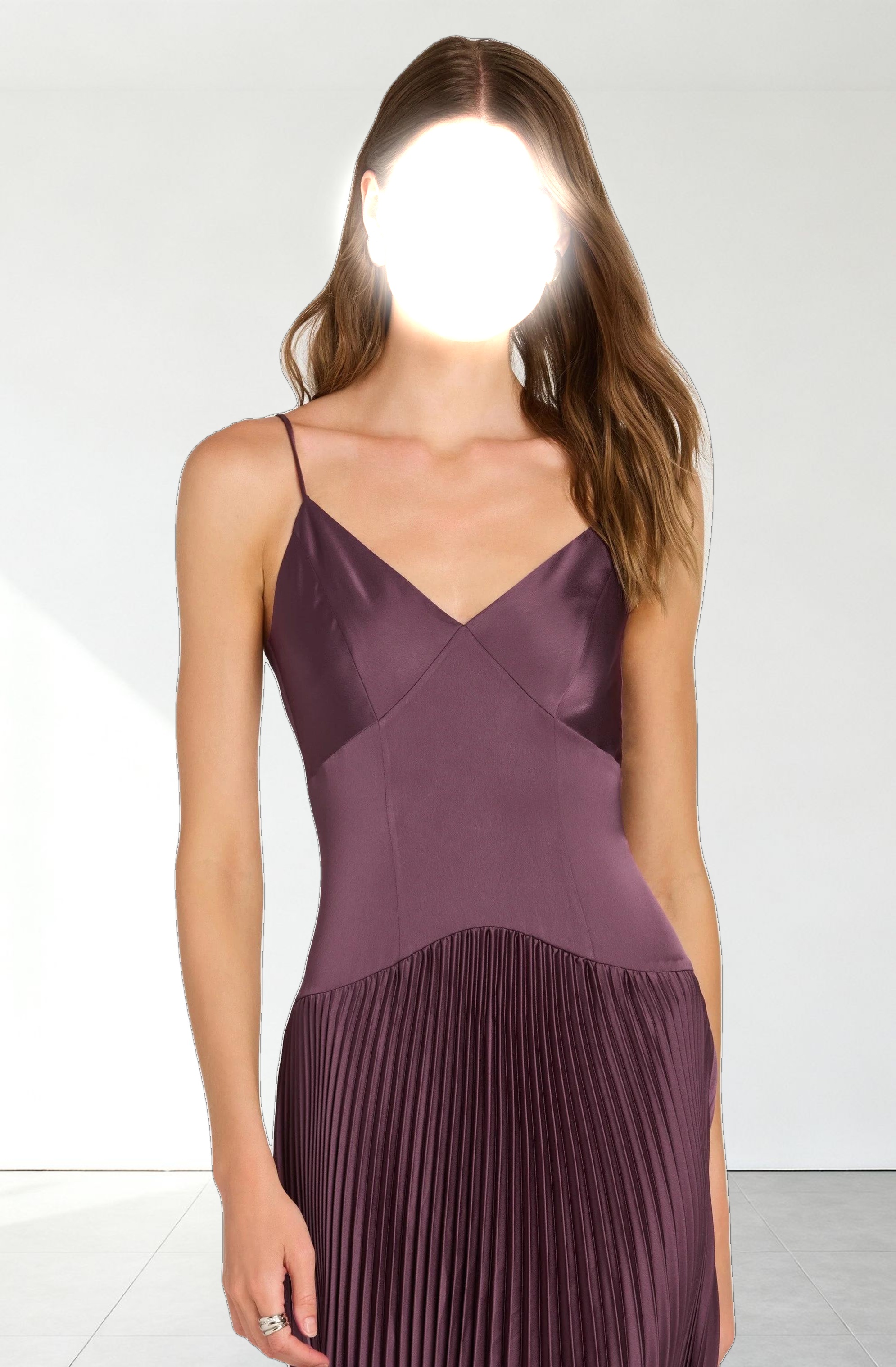 Pleated Drop Waist Maxi Dress