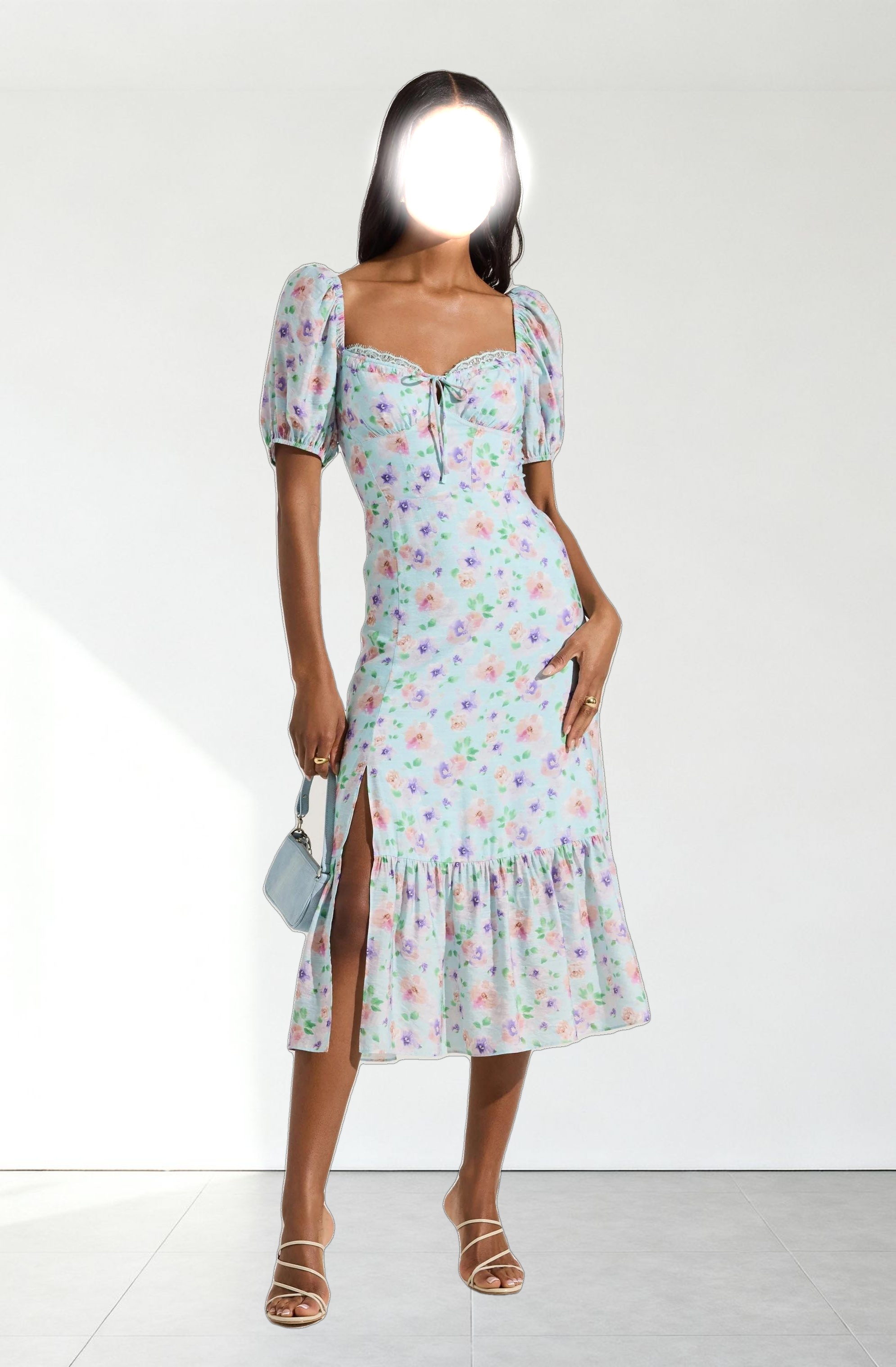 Lace Trim Bustier Midi Dress