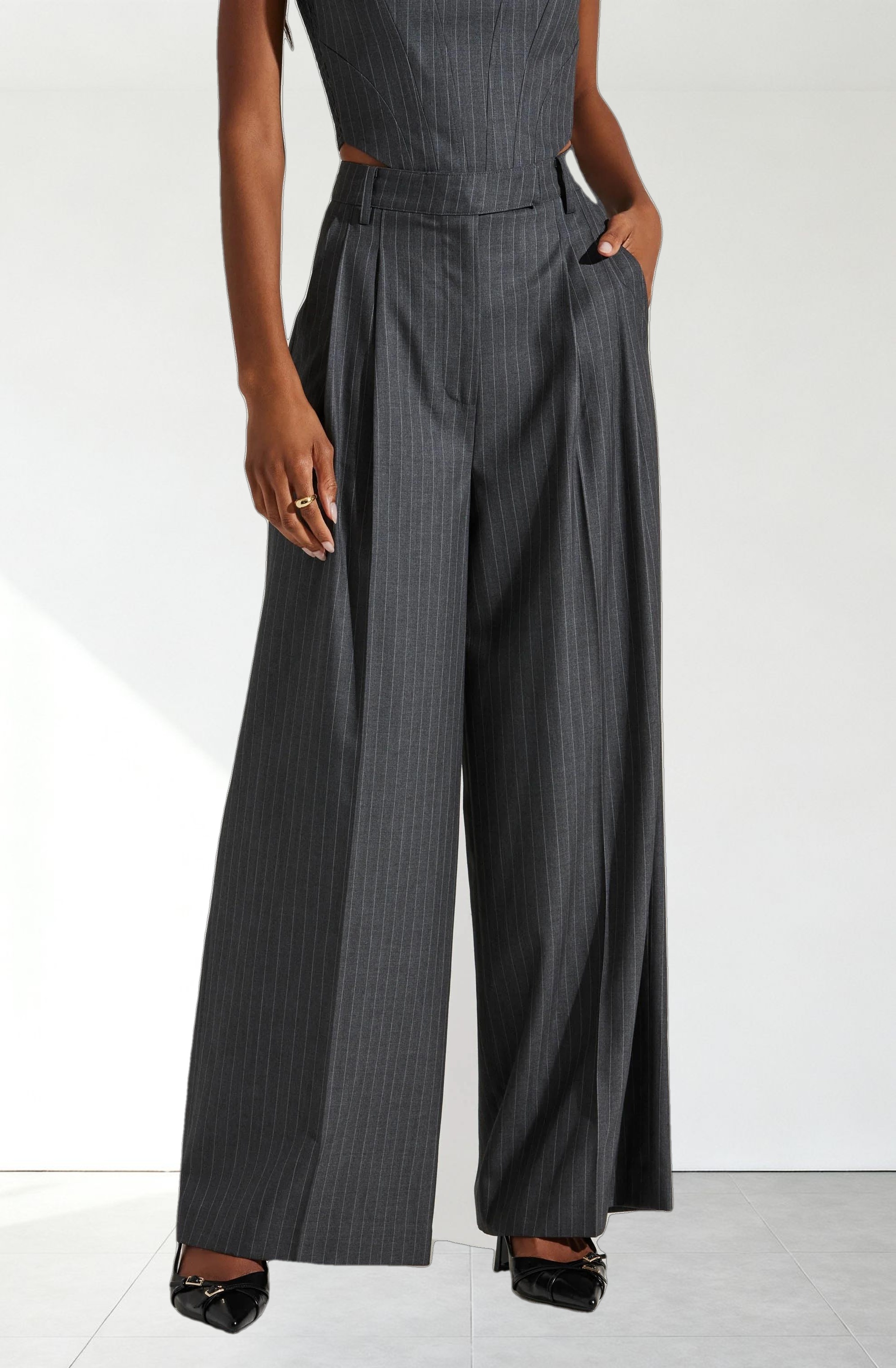 Milani Pinstripe Wide Leg Pants