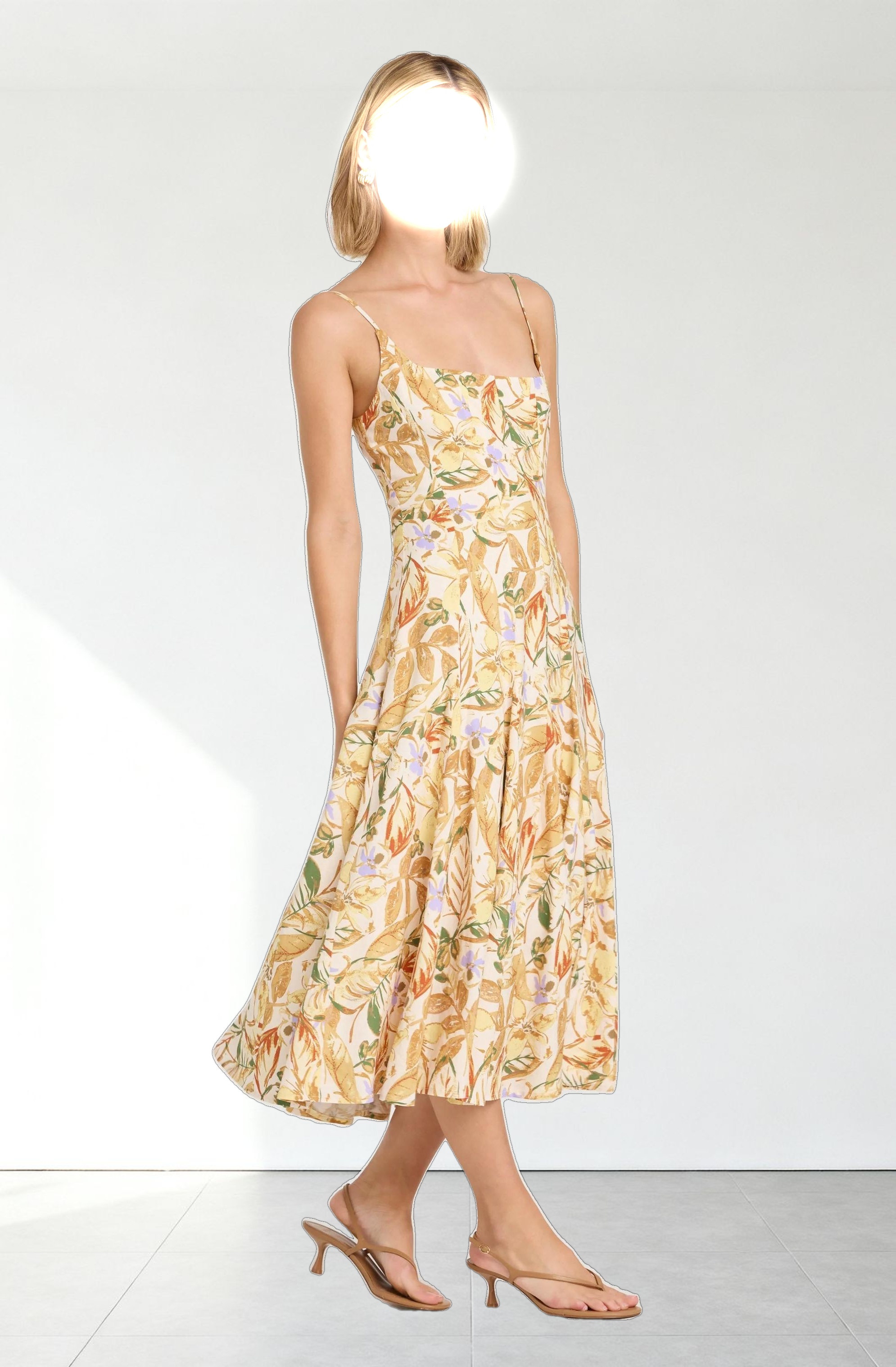 Jaleyah Paneled Flare Midi Dress