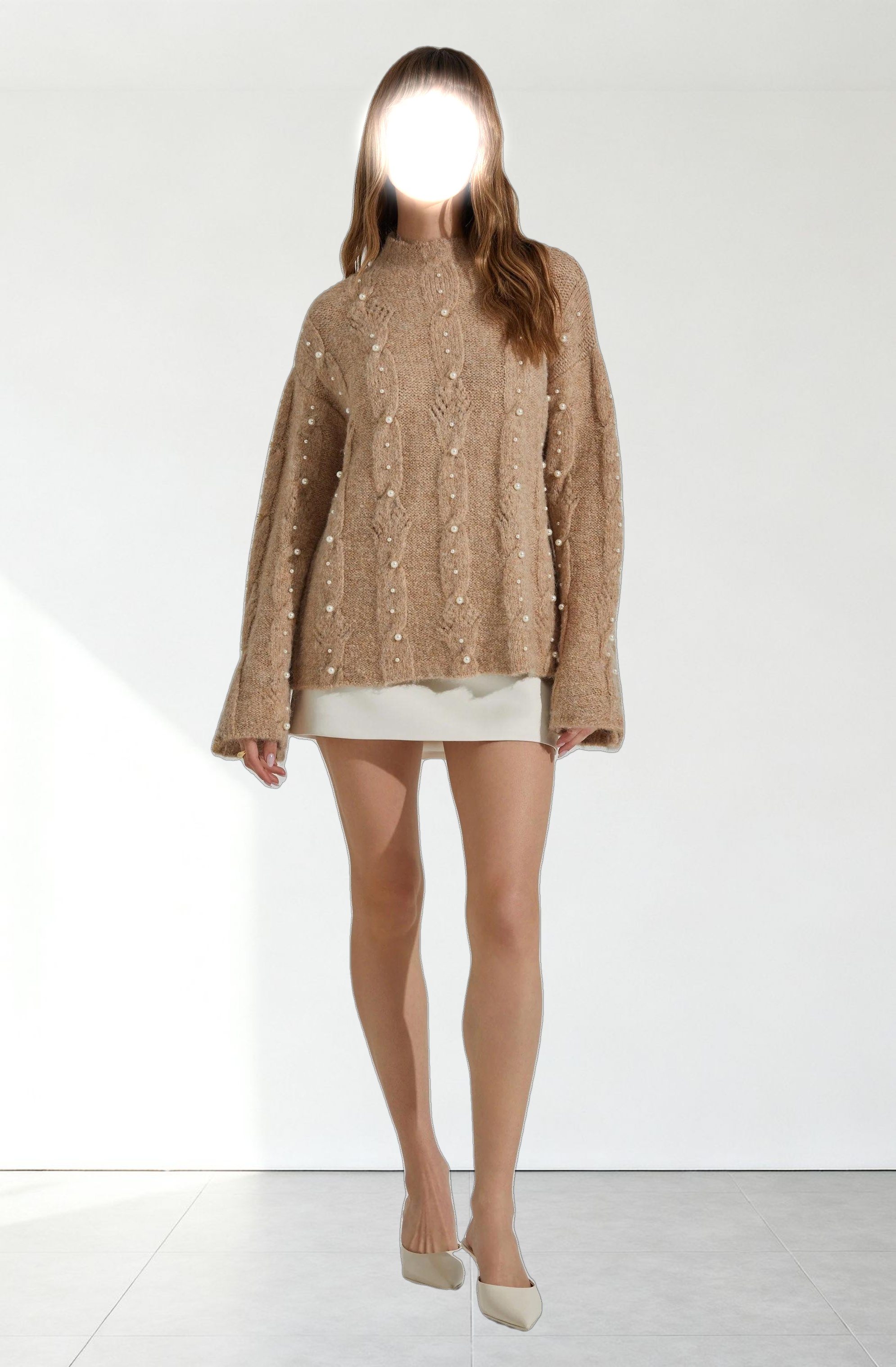 Kit Pearl Cable Knit Sweater