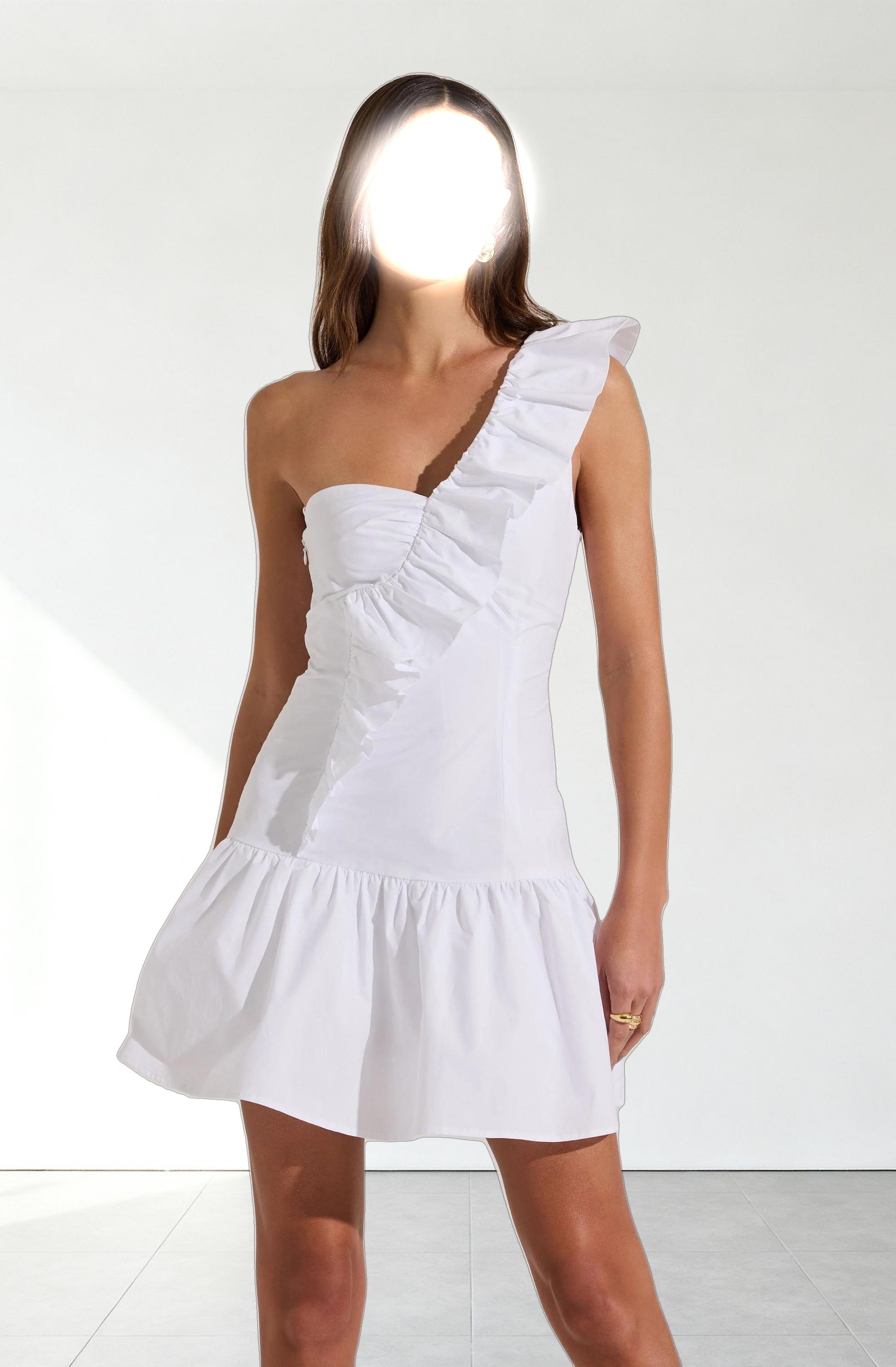 One Shoulder Ruffle Mini Dress