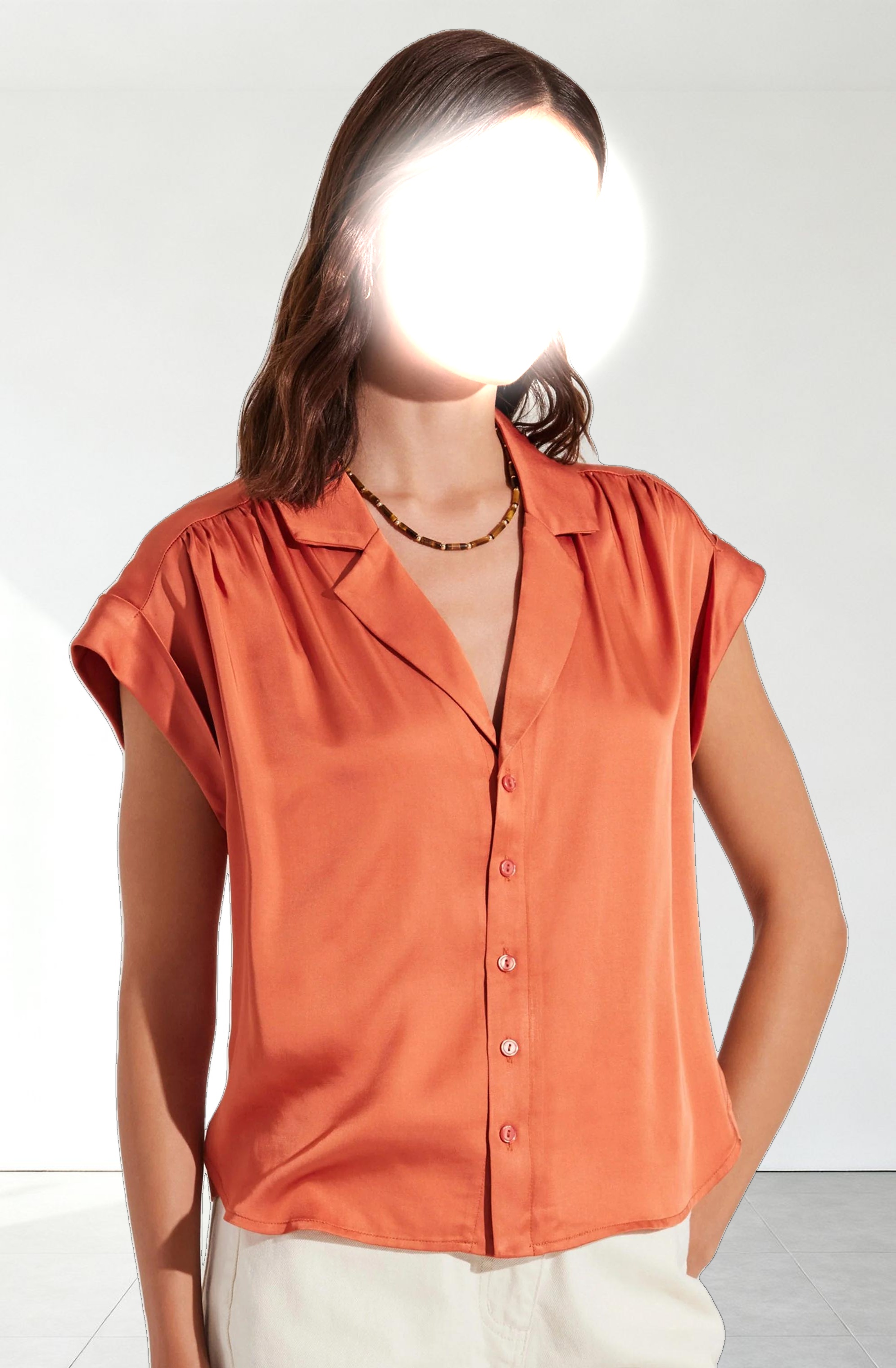 Callen Satin Button Up Top