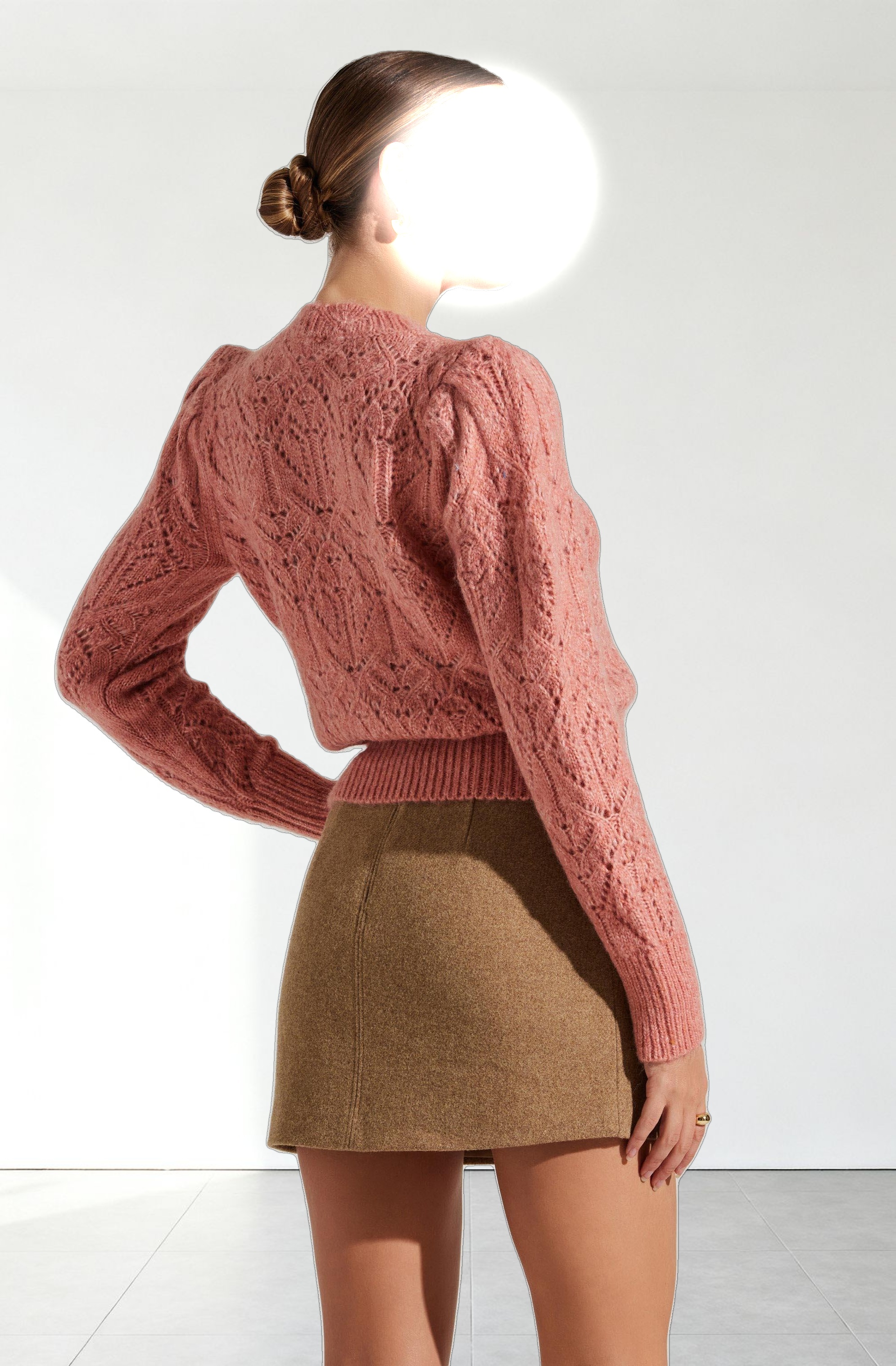 Evy Pointelle Puff Sleeve Sweater
