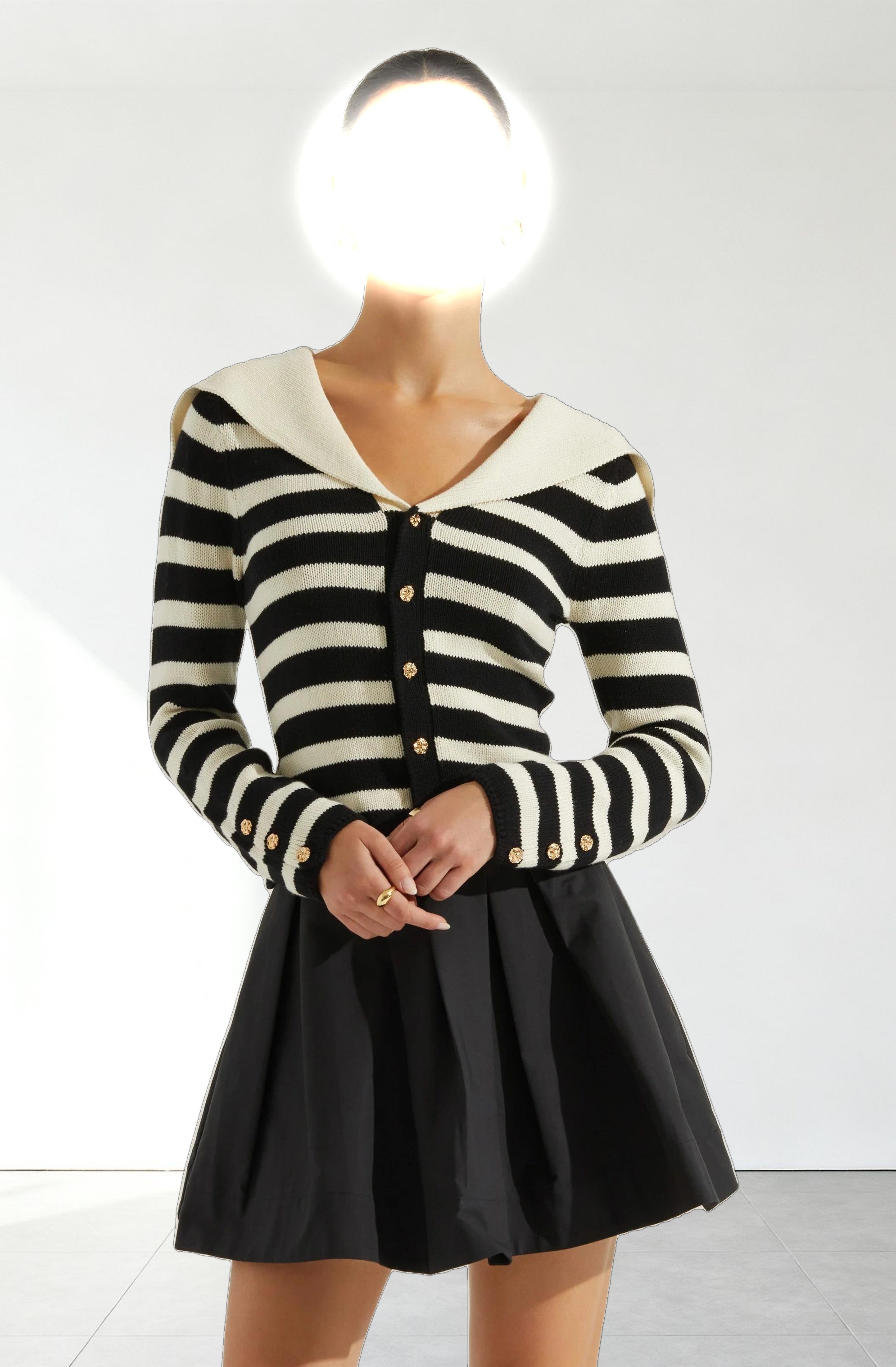 Analissa Stripe Sailor Collar Cardigan
