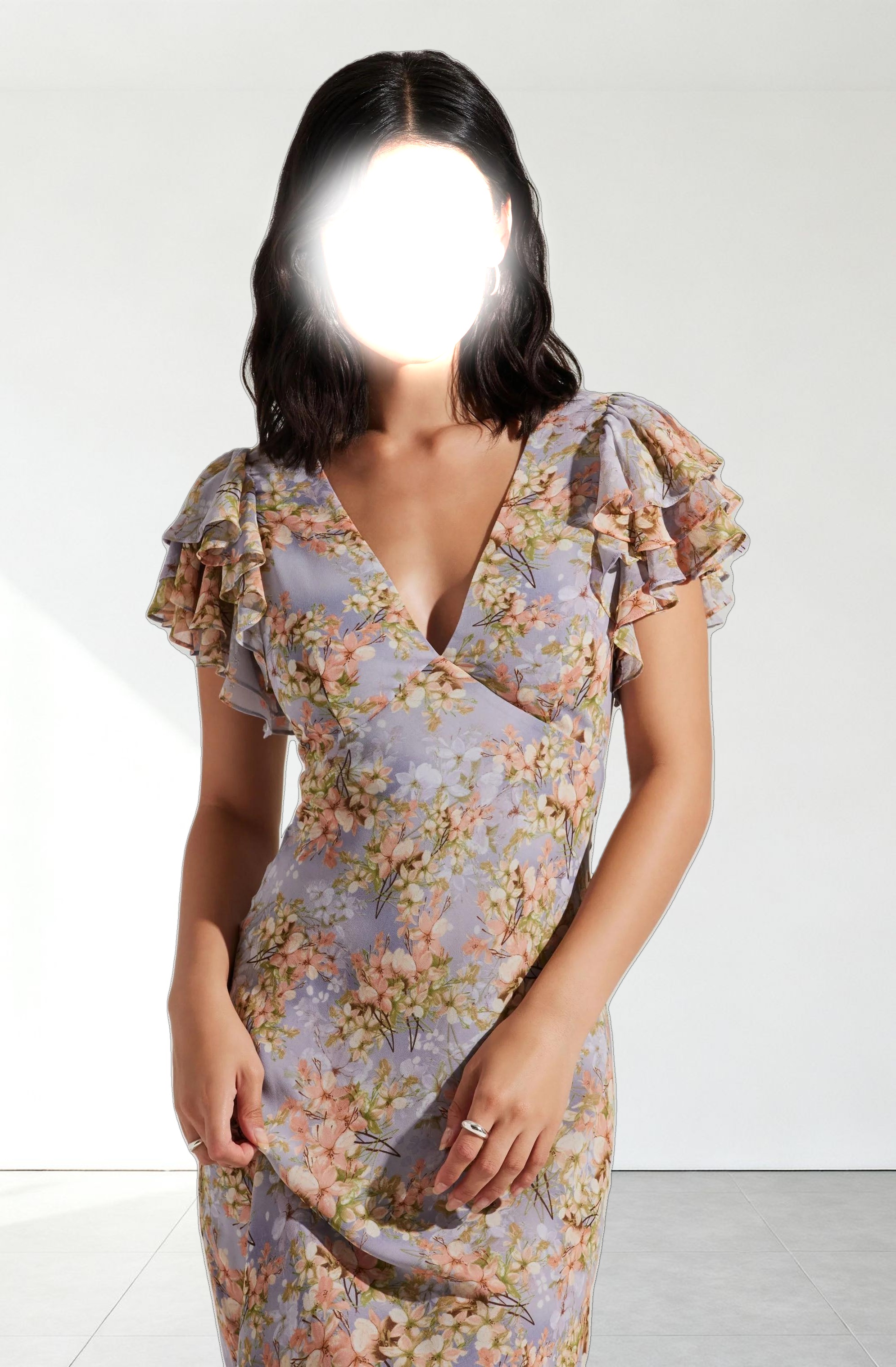 Celestine Floral Flutter Sleeve Midi Dress