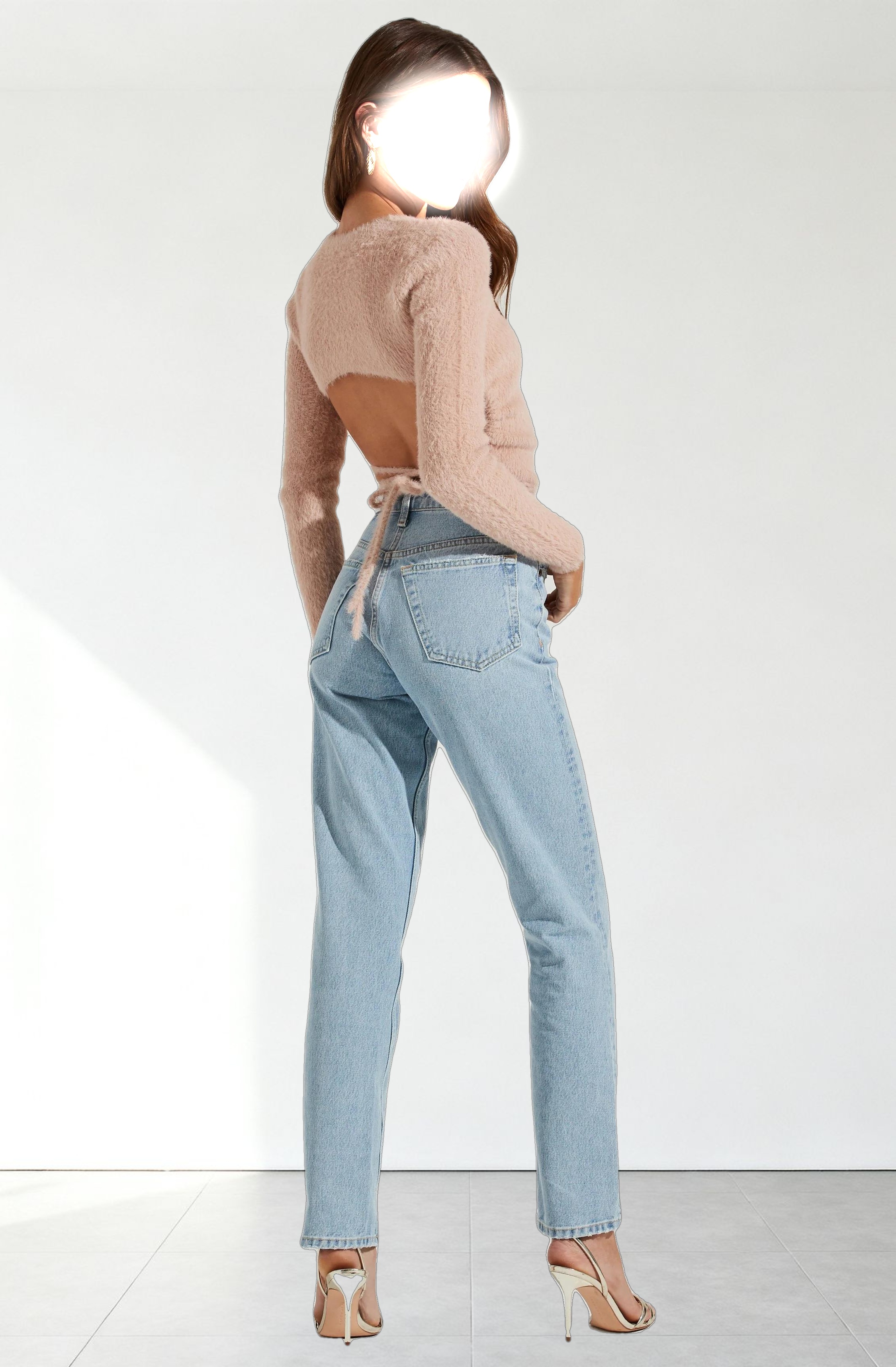 Back Cutout Tie Waist Sweater