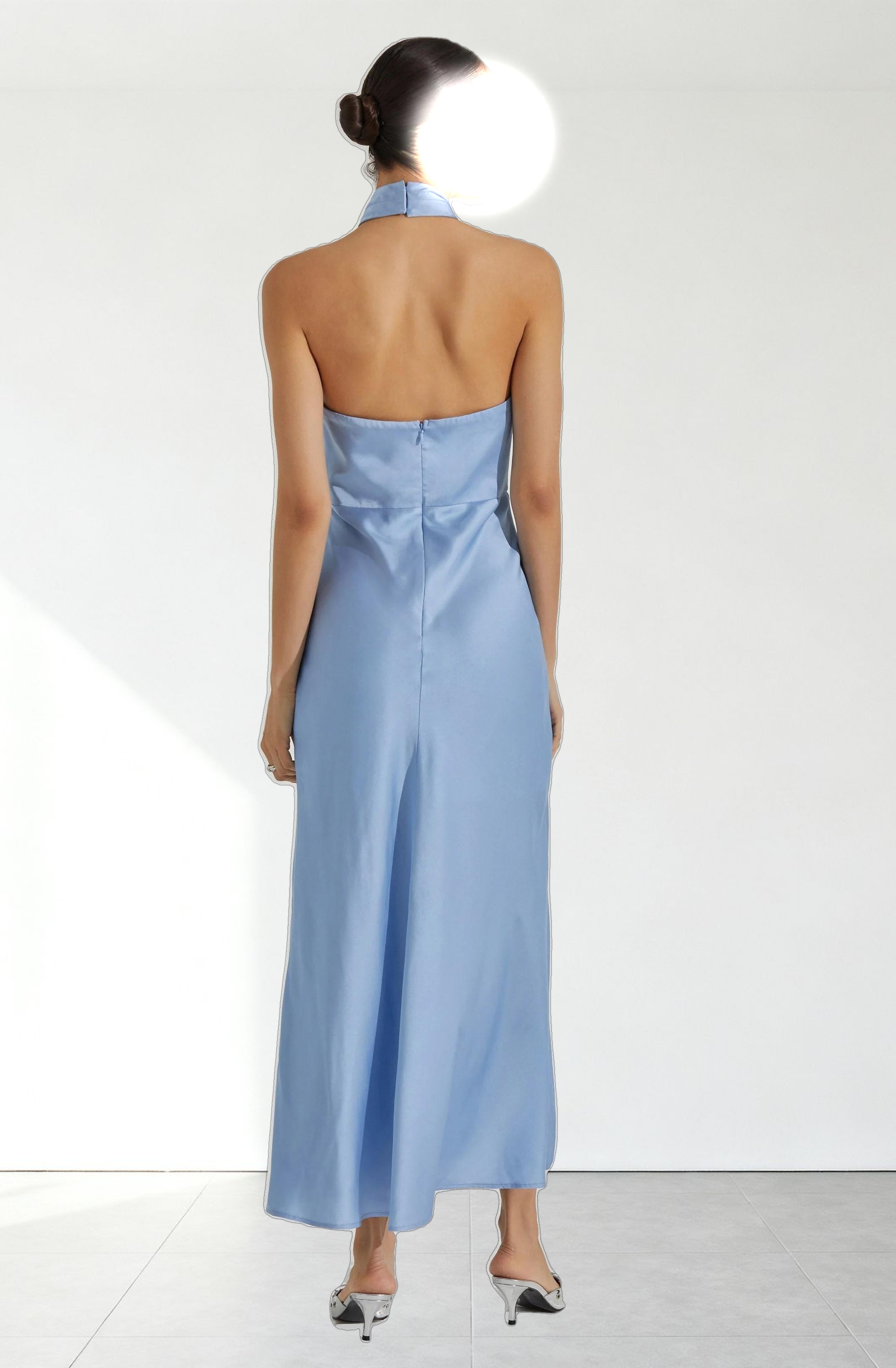 Marissa Satin Halter Neck Midi Dress