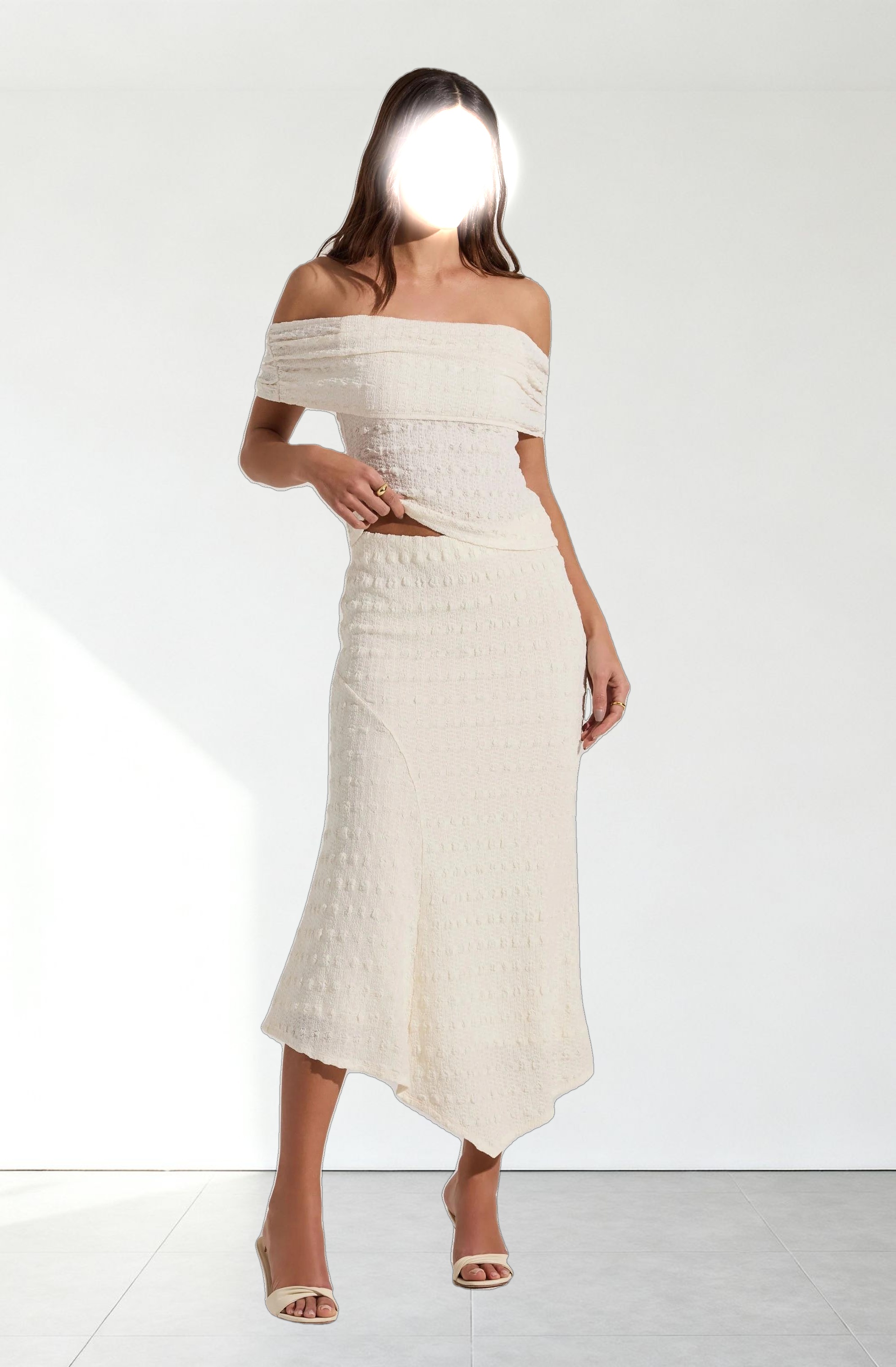 Textured Asymmetric Knit Skirt