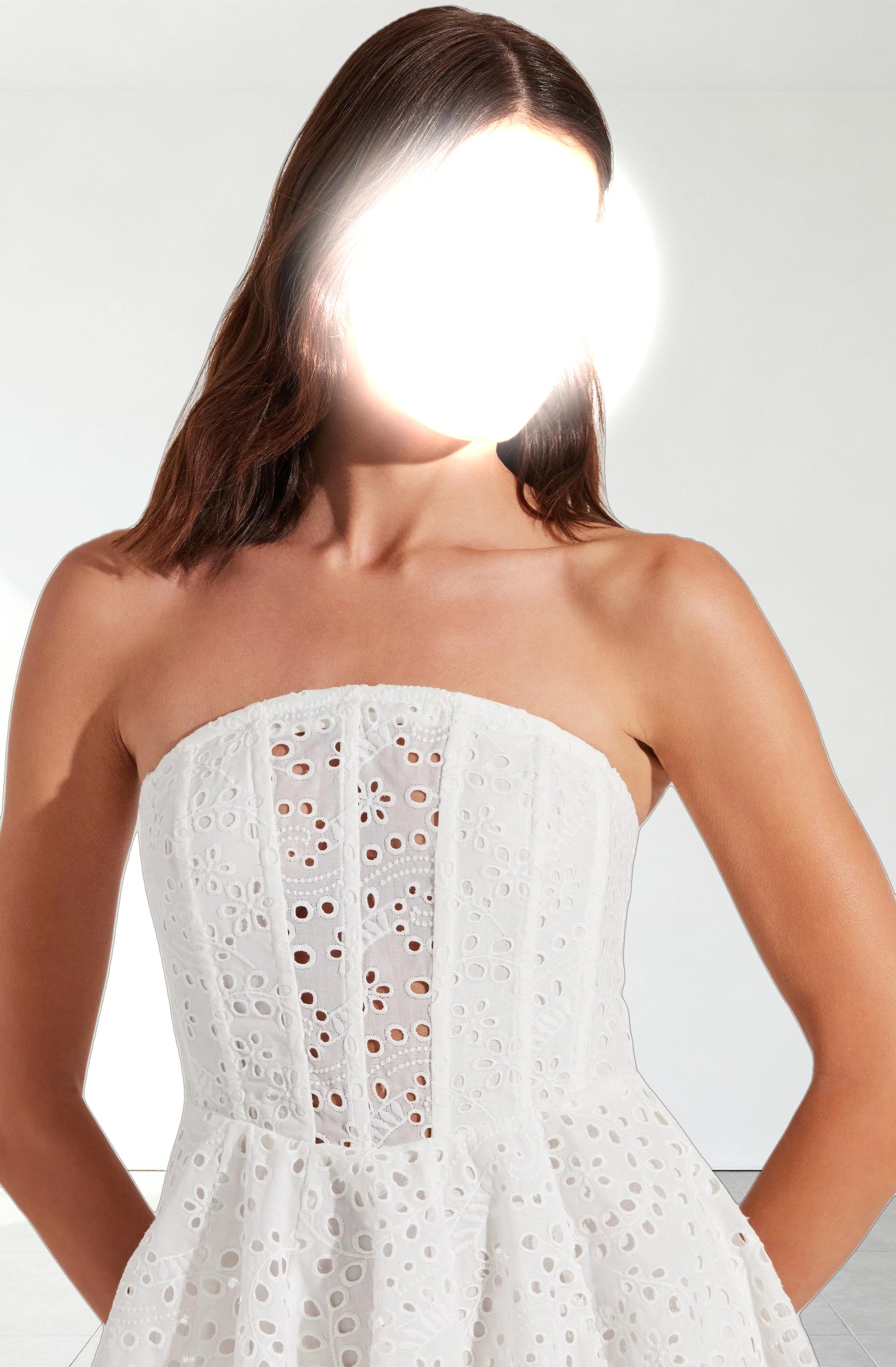 Deasia Strapless Eyelet Mini Dress