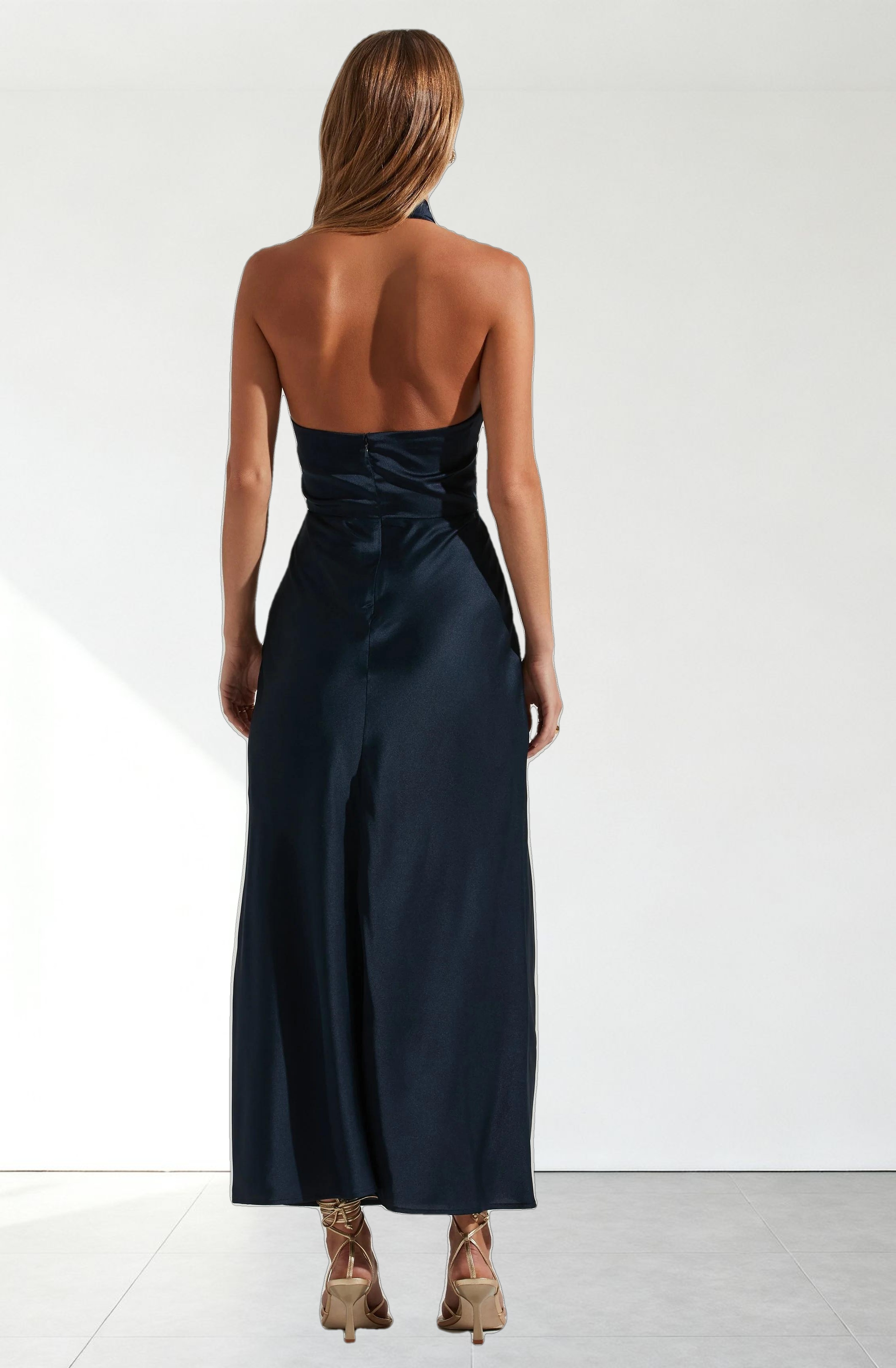Marissa Satin Halter Neck Midi Dress