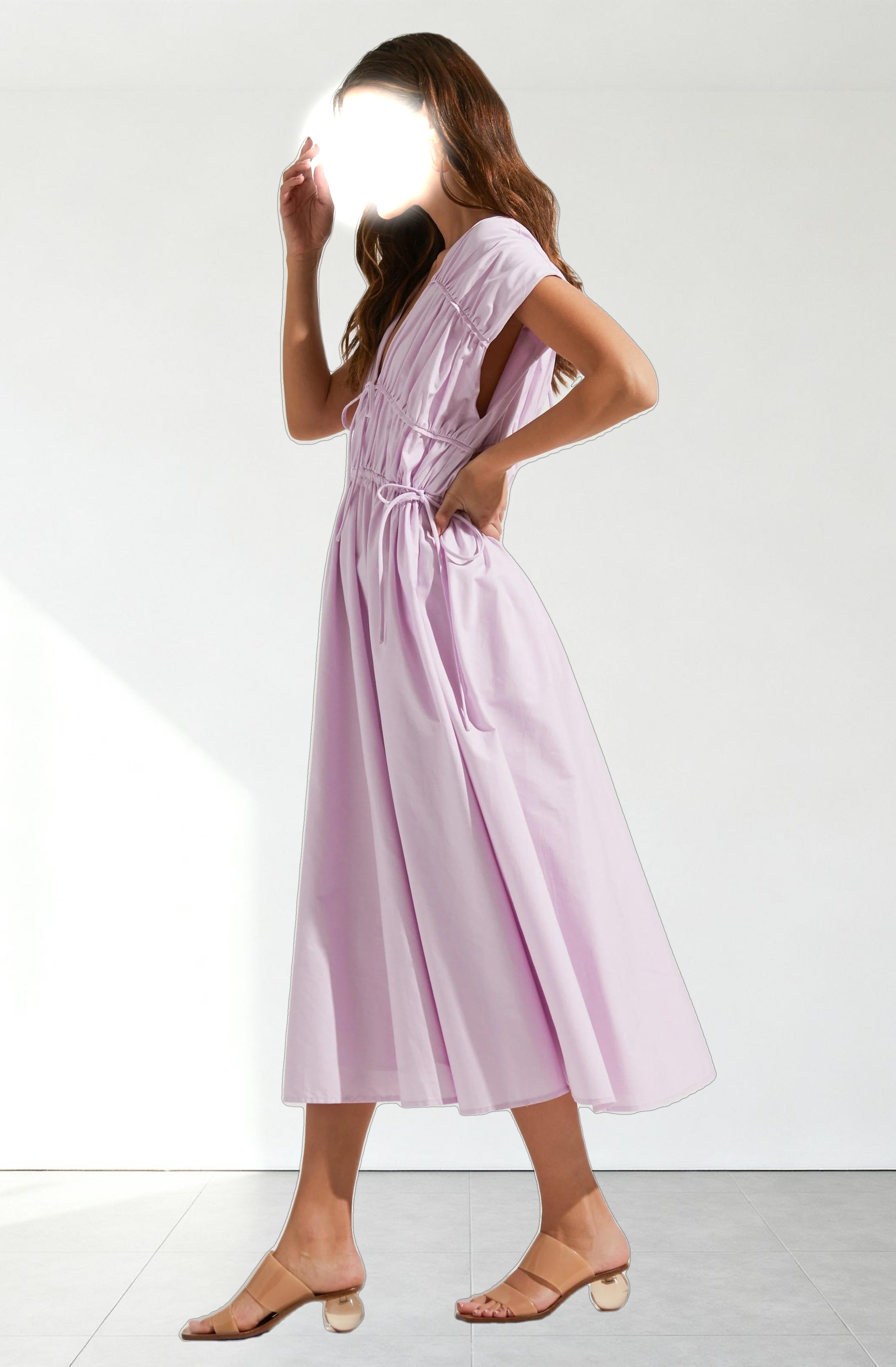 Lorrie Sleeveless Ruched Midi Dress